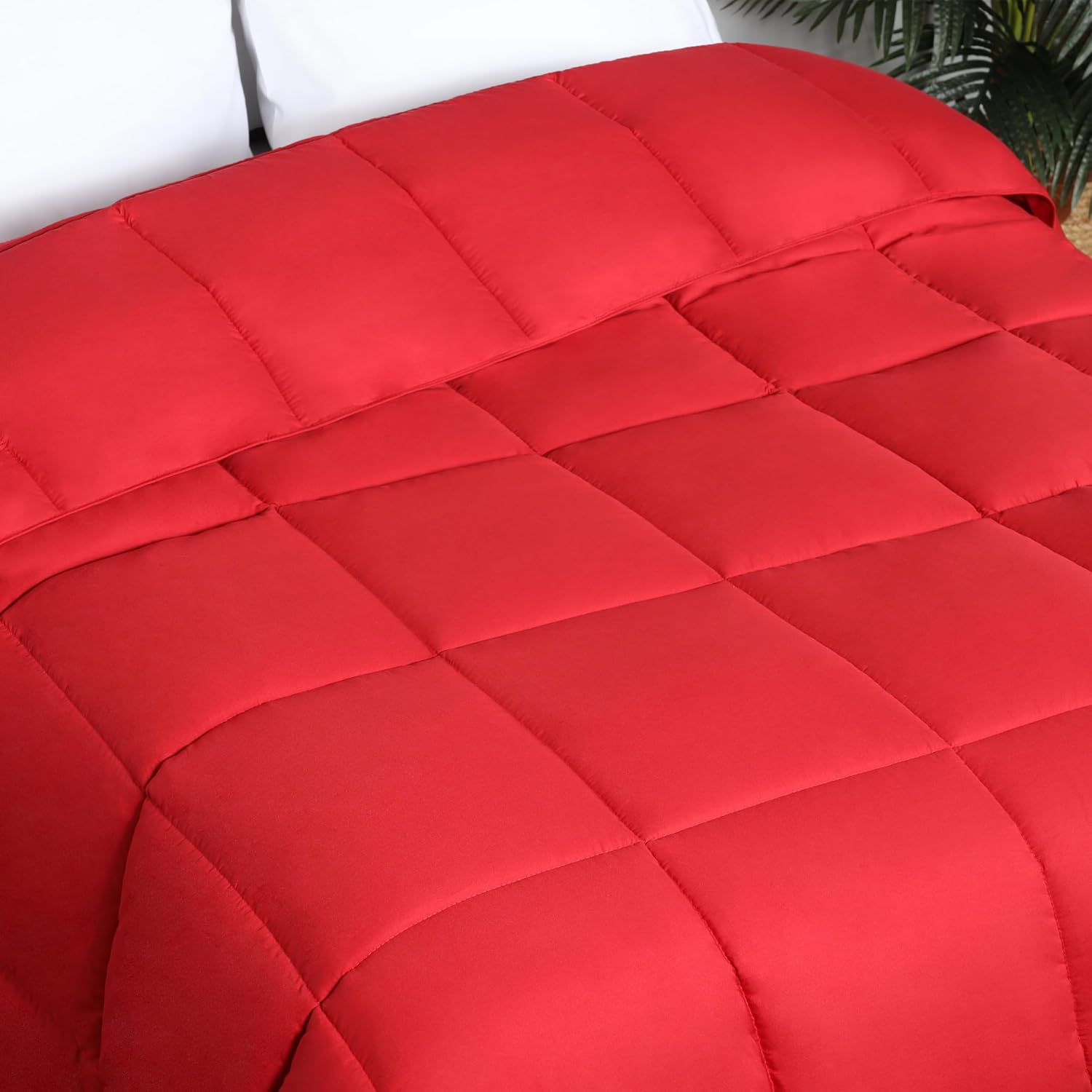 Superior Edredón sólido de microfibra cepillada, ropa de cama alternativa al plumón, reversible, peso medio, esponjoso, decorativo, relleno de