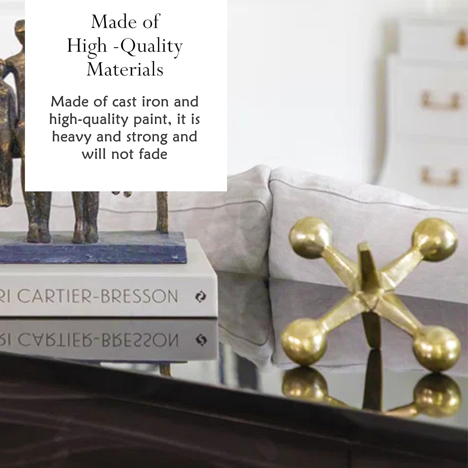 Gato de hierro fundido retro decorativo para el hogar, decoración de estantería, esculturas para decoración del hogar (dorado)