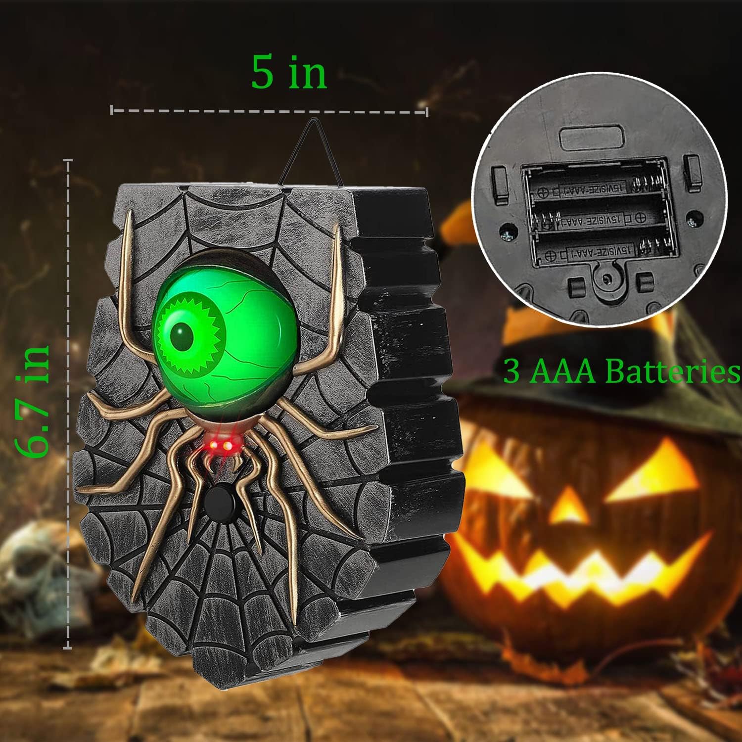 Decoraciones de Halloween aterradoras con forma de ojo rodante, Hocus Pocus, decoración de Halloween para exterioresinteriores con sonidos