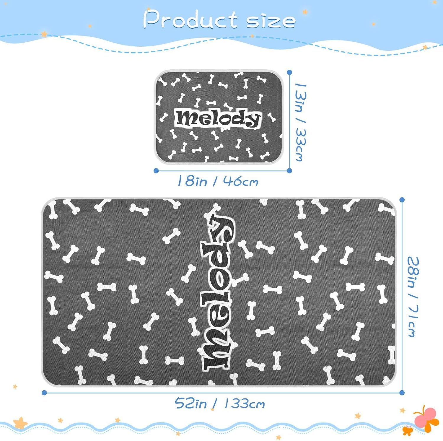 Custom Dog Bone Crib Mattress Protector Pad for Boys Girls Baby Ice Silk Mat Bed Toddler Mattress Pad Cooling Mattress Topper for Crib Mattress, 52″