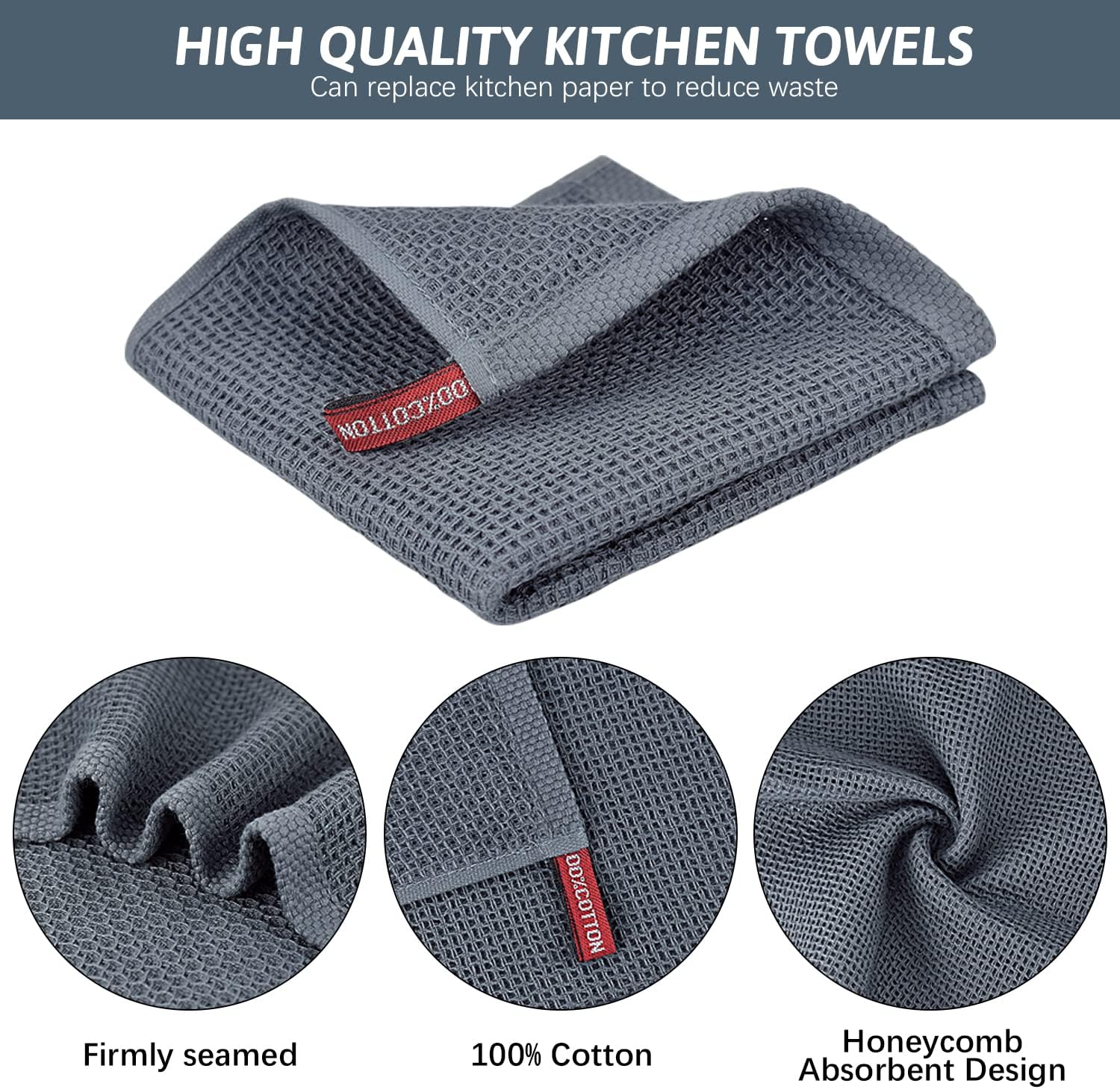 Nialnant Paquete de 4 paños de cocina para lavar platos, paños de cocina de tejido gofre, trapos de limpieza absorbentes súper suaves para lavar