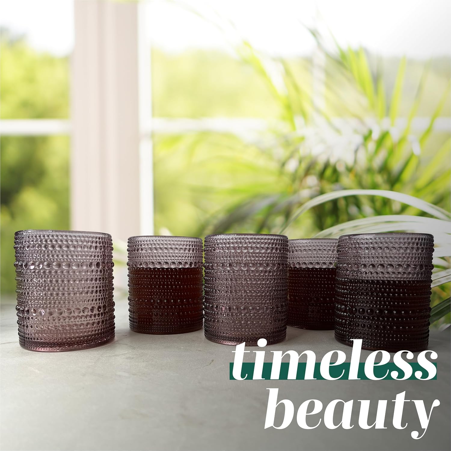 Greenline Goods Hobnail – Juego de 6 vasos de 12 onzas con diseño único, elegantes vasos de burbujas de vino para ambientes modernos y vintage,