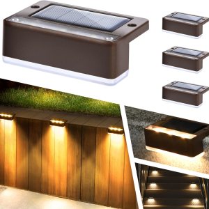 SOLPEX Paquete de 4 luces solares para terraza, luces solares para exteriores, IP65, impermeables, alimentadas por energía solar, luces LED para SOLPEX Paquete de 4 luces solares para terraza, luces solares para exteriores, IP65, impermeables, alimentadas por energía solar, luces LED para
