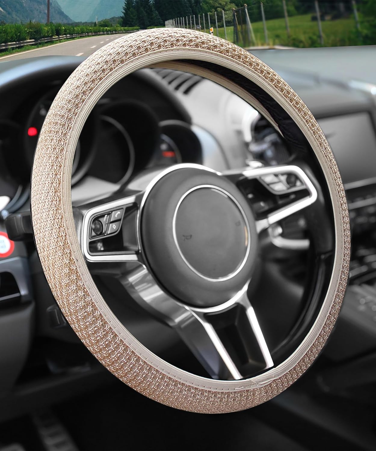 Funda elástica para volante de automóvil, de microfibra transpirable, de seda helada, cálida en invierno y fresca en verano, protector universal de