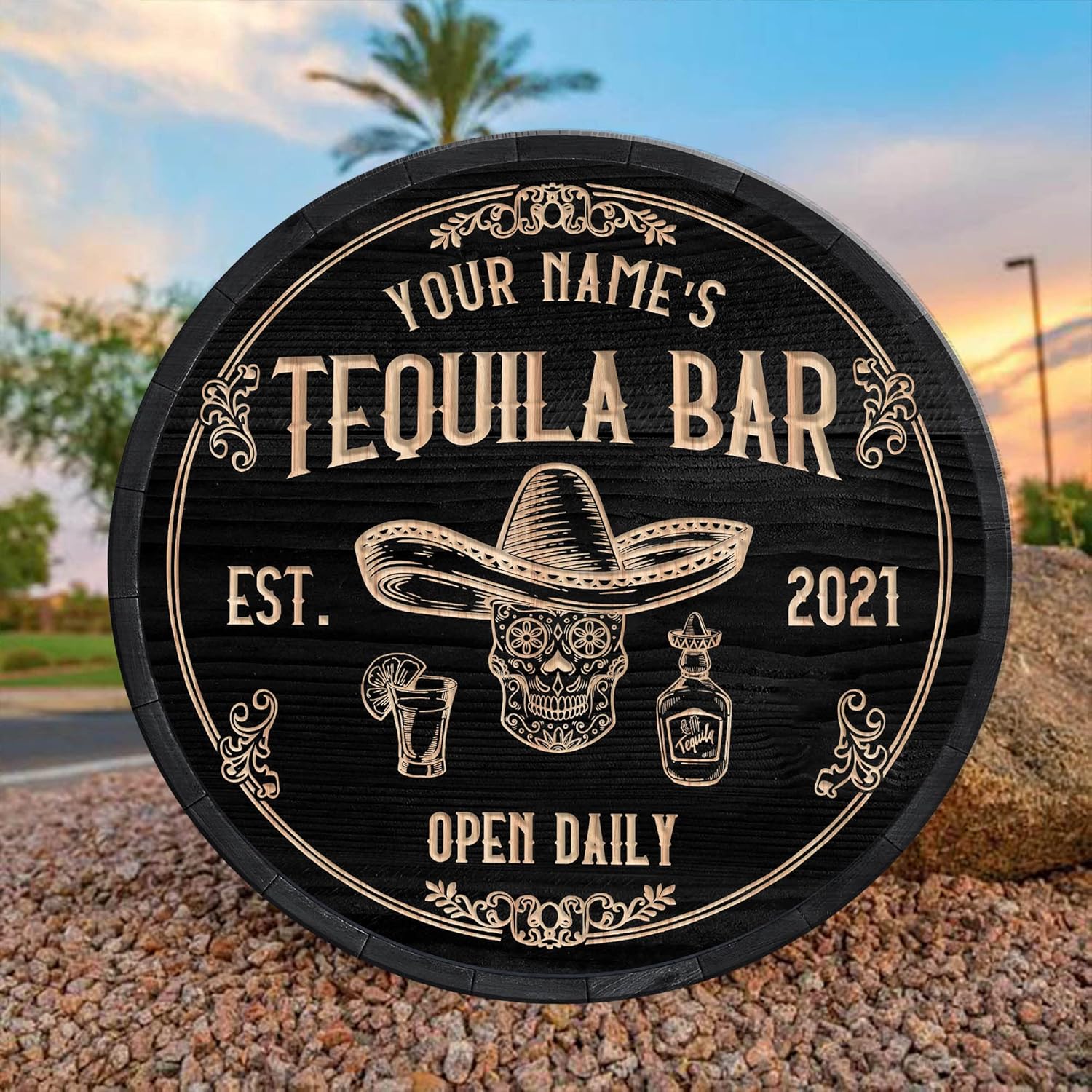 WODORO Placa de pared de madera de bar de tequila mexicano personalizado, letrero de bar de México, letrero rústico para pub para el hogar,