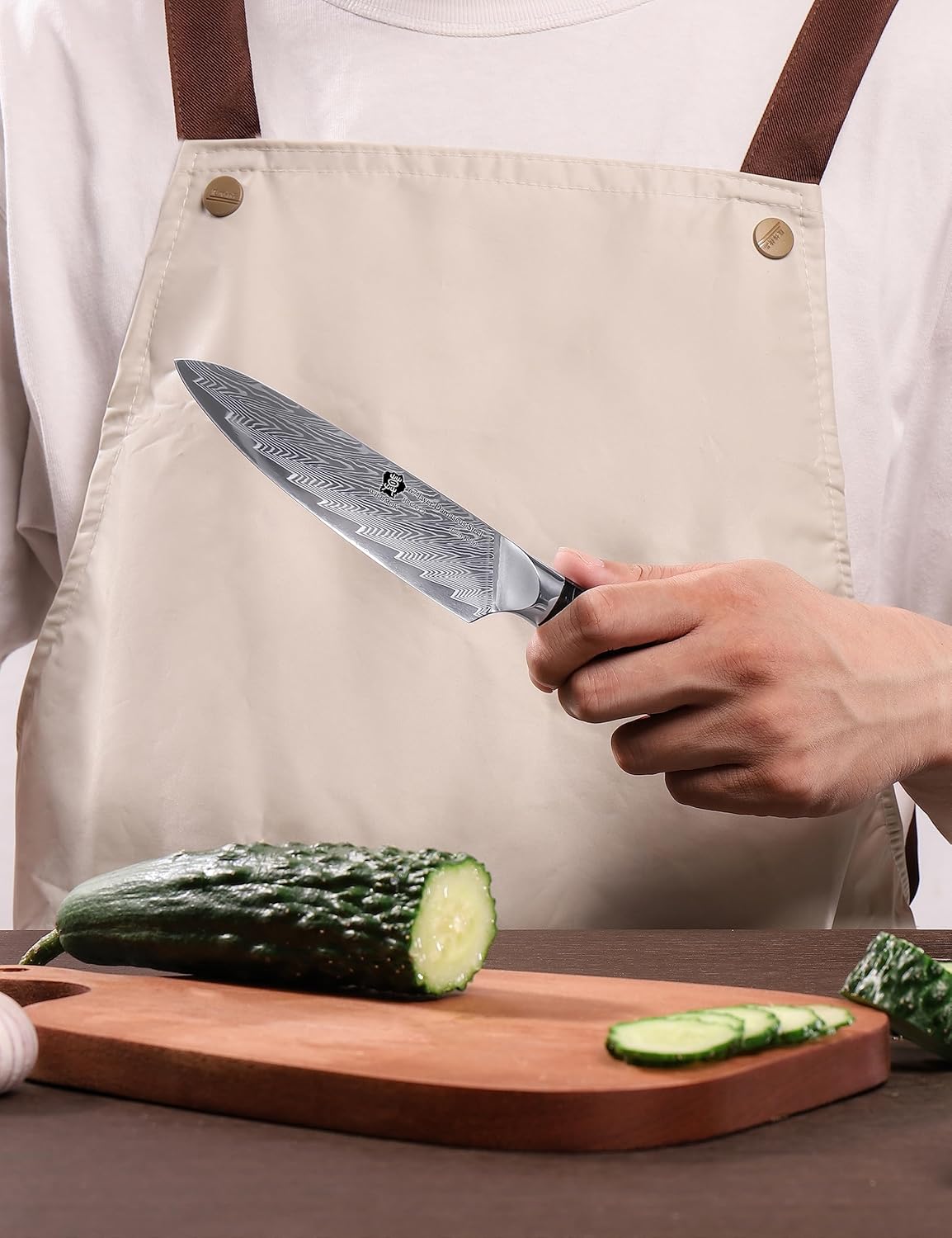WILDMOK Cuchillo de cocina de 5 pulgadas, Damasco Japón VG-10, cuchillo de cocina de acero afilado, mango ergonómico de resina de color, caja de