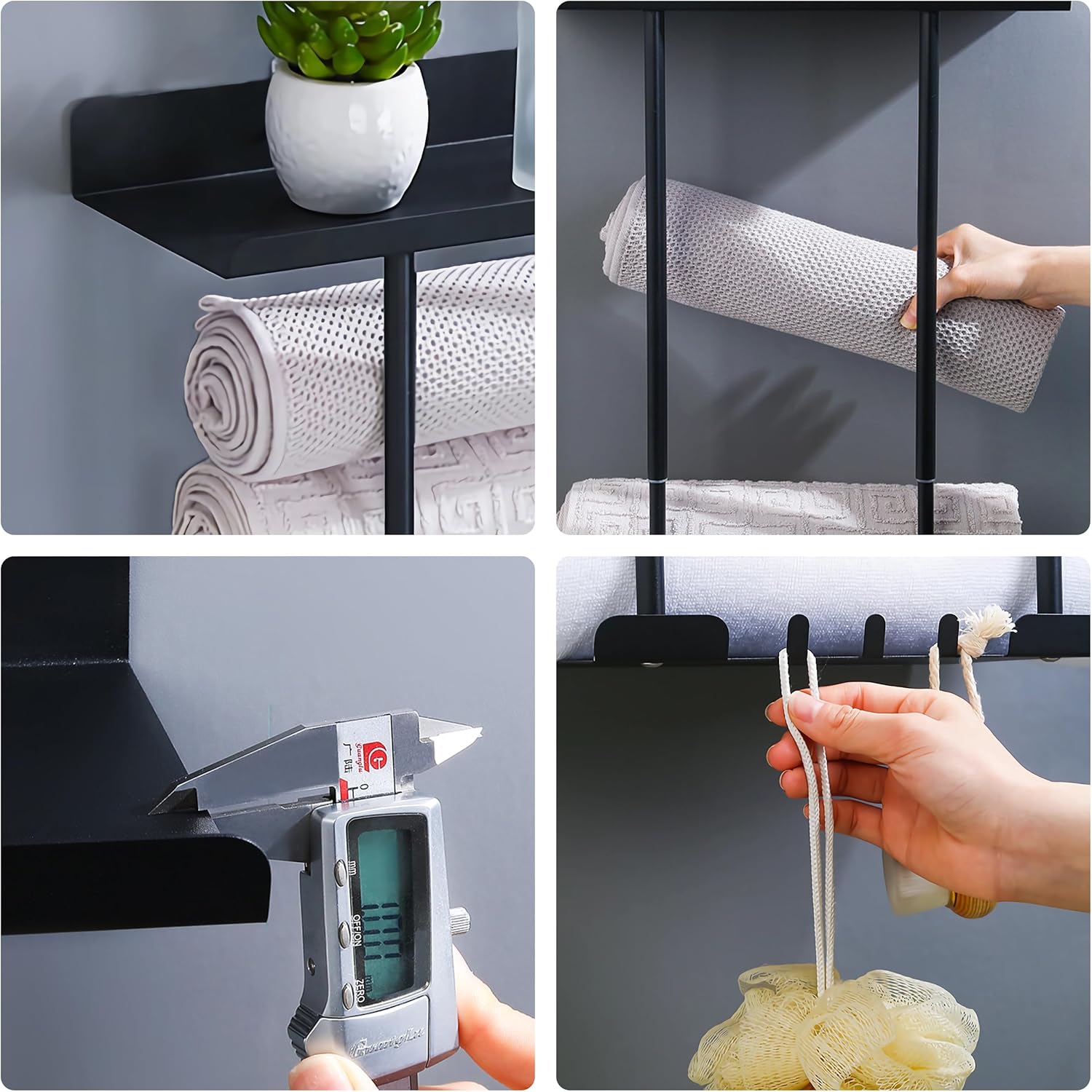 Toalleros retráctiles para baño, toallero montado en la pared de doble propósito, adhesivo y perforación, almacenamiento de toallas de baño de