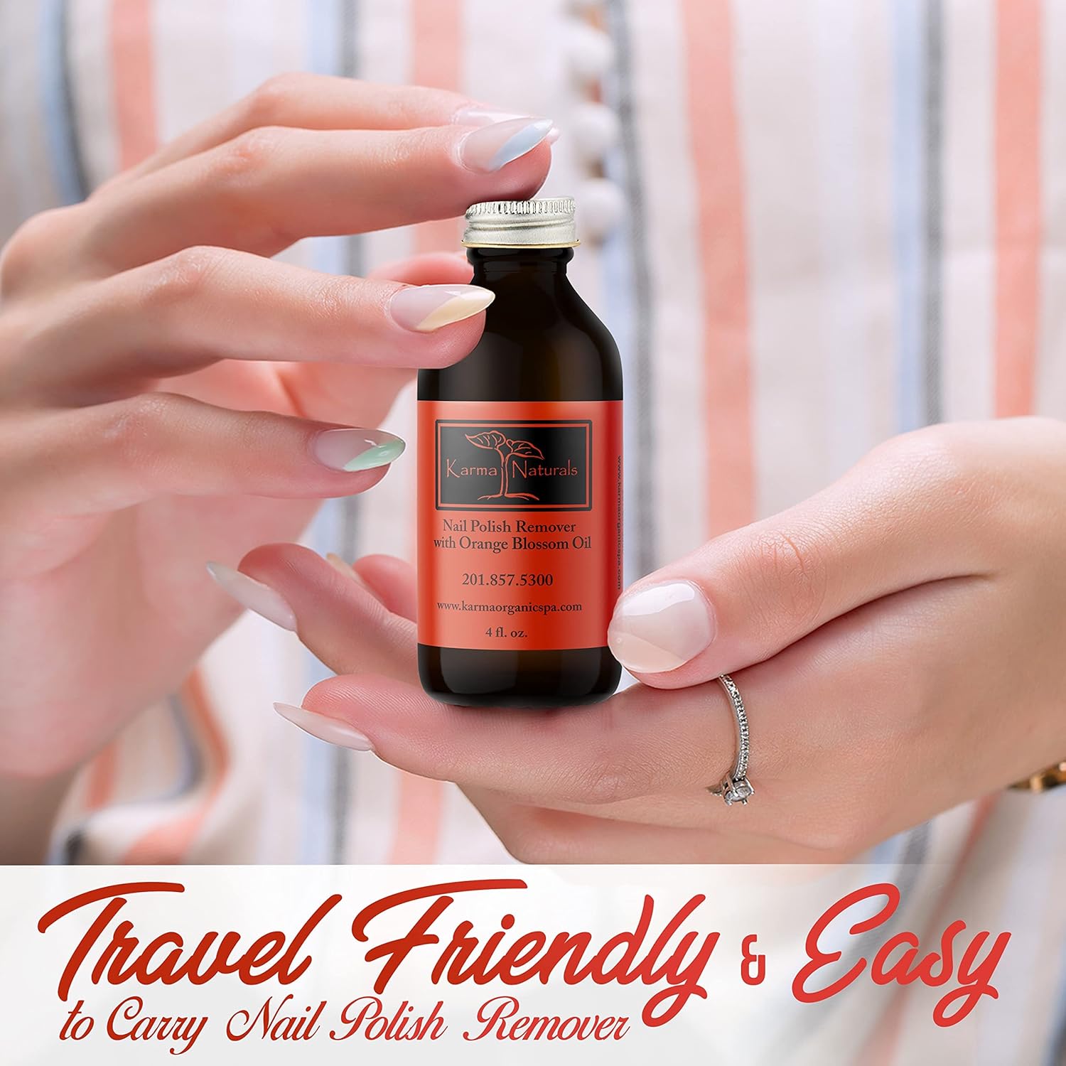 Karma Organic Removedor de esmalte de uñas y paquete de nutrición profunda para uñas, removedor de esmalte de uñas Naturals Orange Blossom (4 onzas