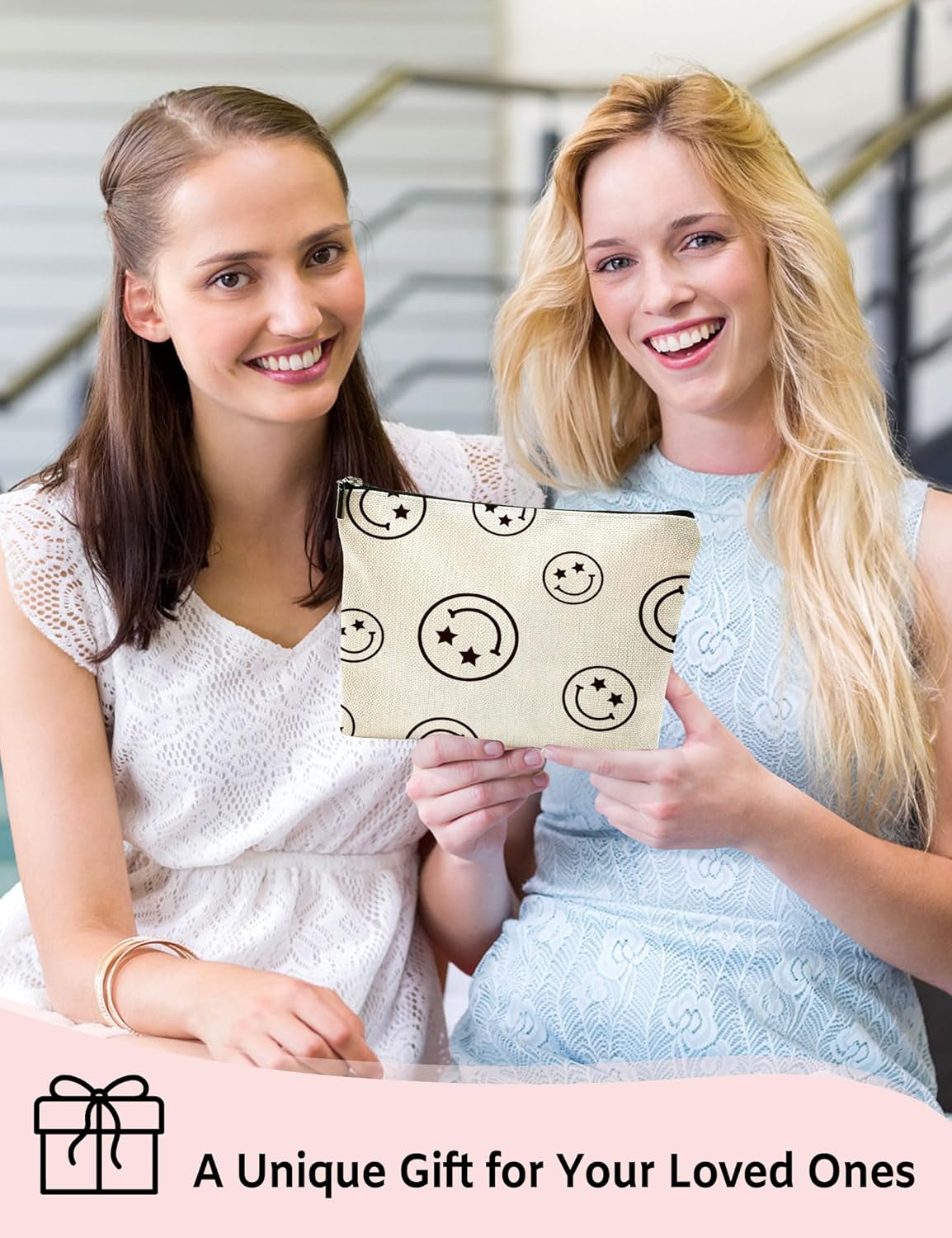 Lamtwbos Bolsa de maquillaje para bolso, bolsa organizadora de cosméticos de viaje de lino, bolsa de aseo con cremallera, bolsa de almacenamiento