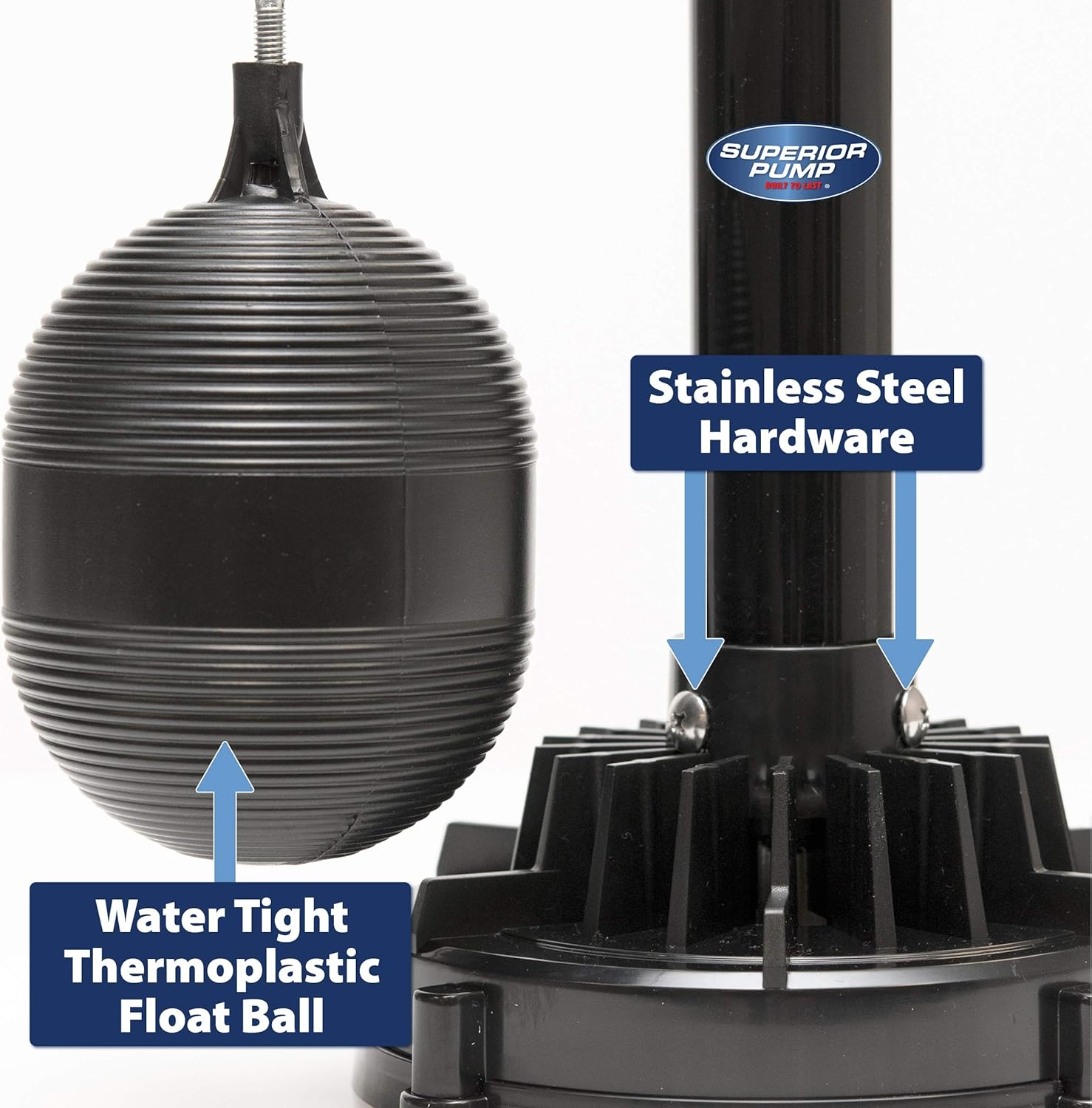 Superior Pump 92553 Bomba de pedestal termoplástica de 12 HP, color negro