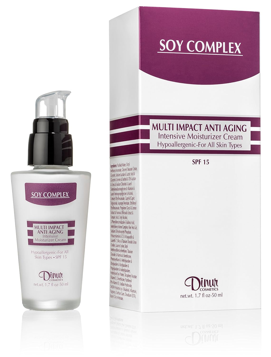 Soy Complex Multi Impact Crema Hidratante Antienvejecimiento SPF 15 Reduce las líneas finas y arrugas Alivio del estrés e hidrata la piel 1.7 oz.