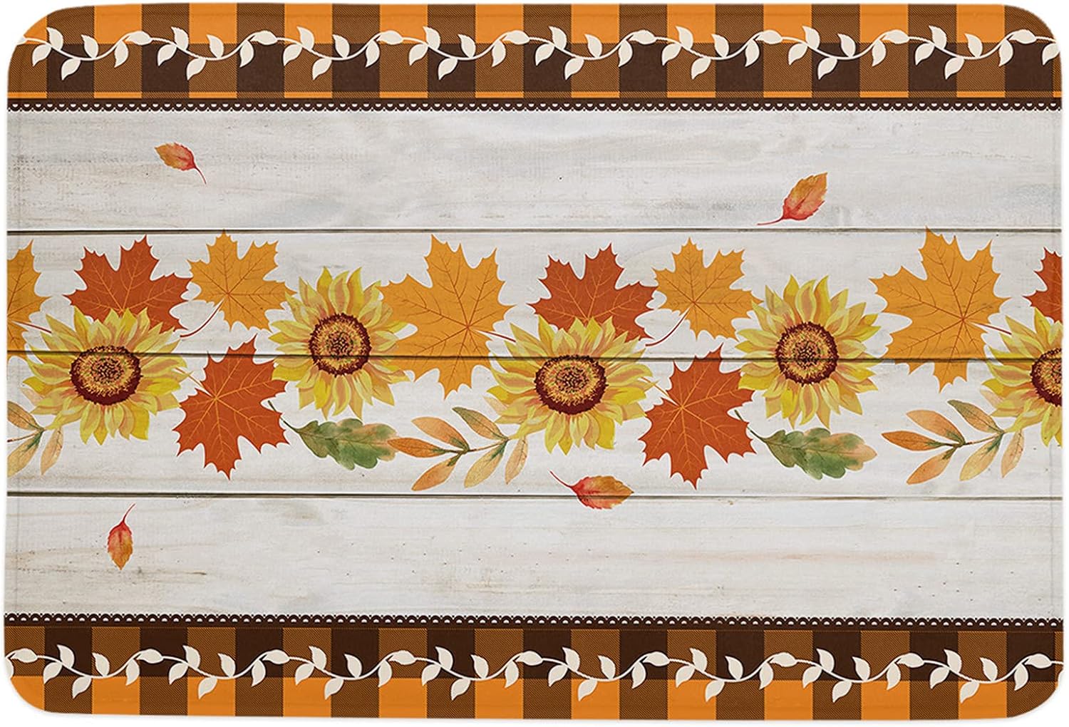 Thanksgiving Sponge Beth Mat, Indoor Bathroom Mat Absorb Water, Non Slip Washable Mud Dirt per Mats Rugs for Entrance, Autumn Maple Leaves