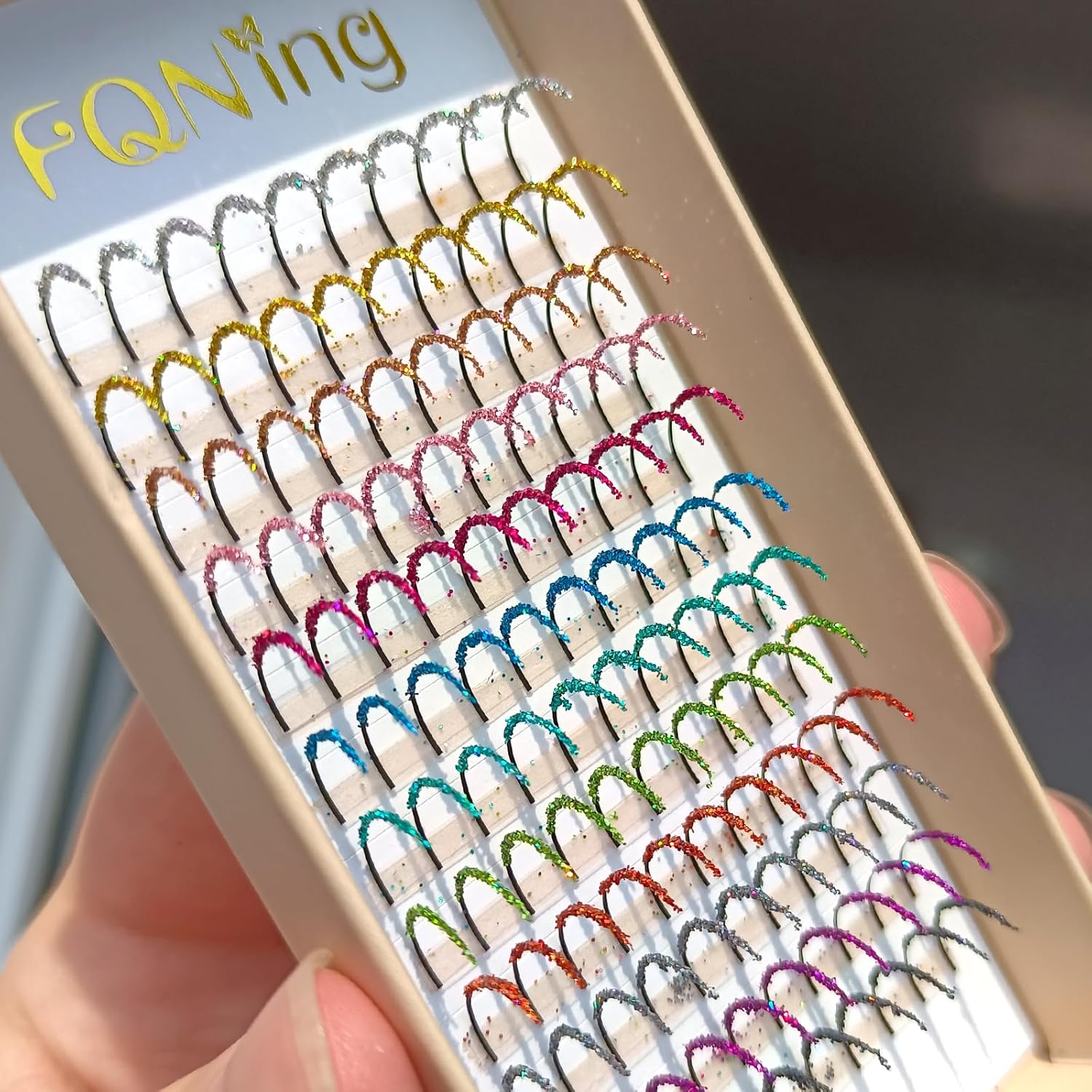 Extensiones de pestañas con purpurina láser, 12 colores, mezcla de puntas, suministros profesionales de 0.59 pulgadas, 0.20 D (mezcla de 12 colores)
