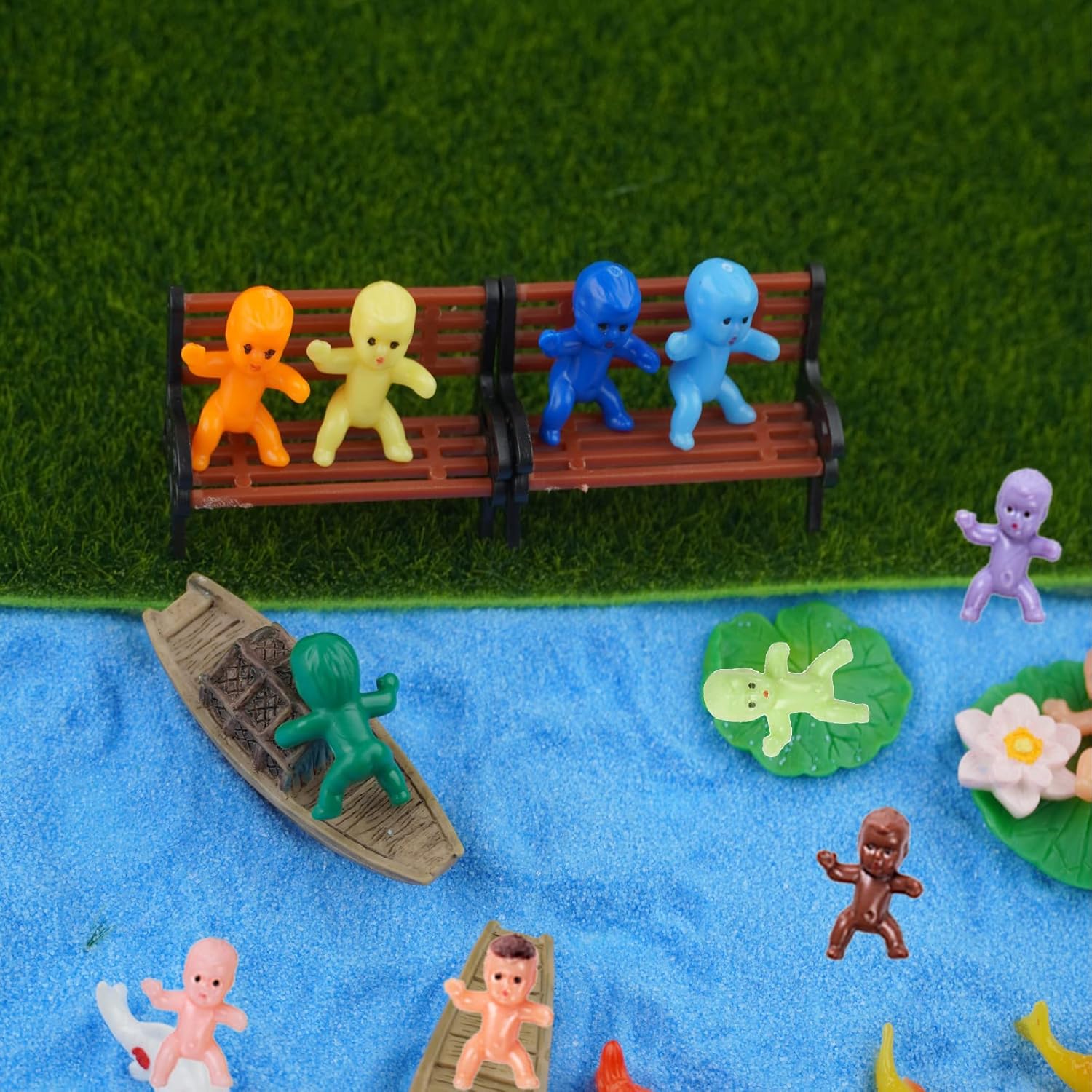 200 mini figuras de plástico para bebés, mini figuras de bebé de 1 pulgada, pastel de rey, bebés de plástico para juegos de cubitos de hielo, juegos