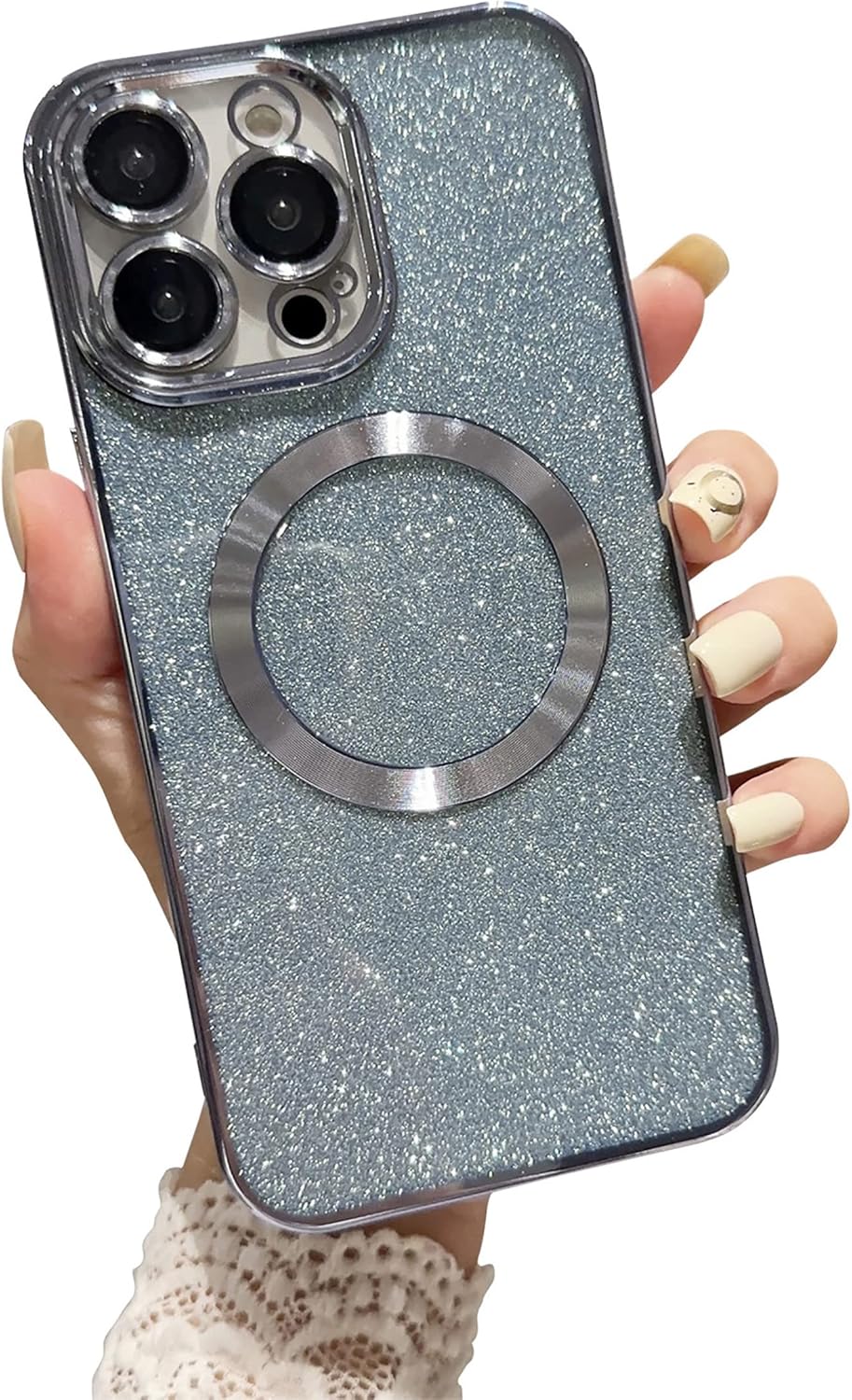 Funda magnética compatible con iPhone 11 de 6.1 pulgadas compatible con MagSafe con protector para lente de cámara, bonita funda transparente con
