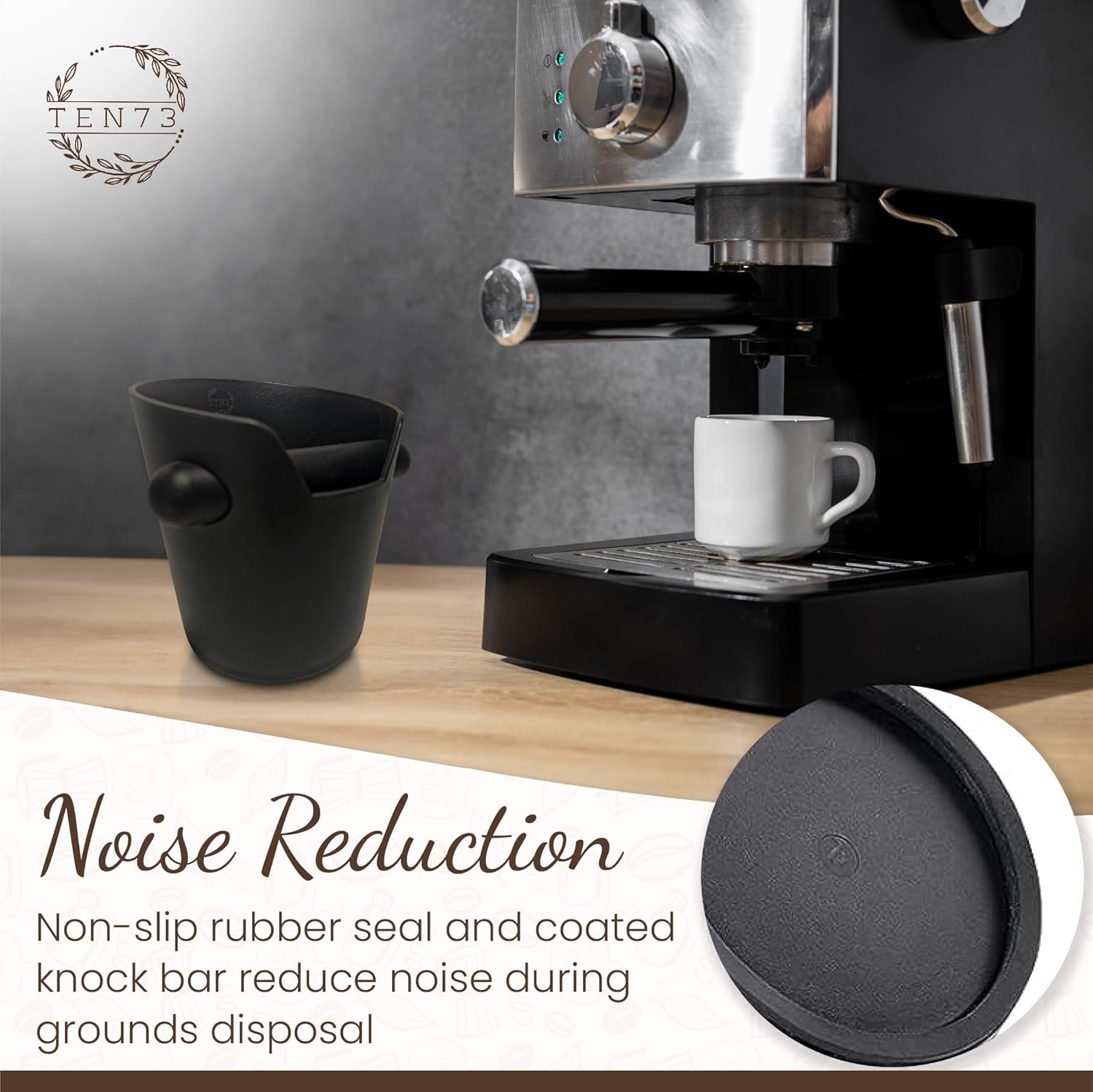 Knock Box – Caja de café expreso, absorbente de golpes, caja de café expreso para posos de café, base antideslizante, accesorios para máquina de