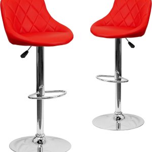 Flash Furniture CH-82028A-BK-GG asiento de vinilo negro de diseño contemporáneo, banqueta alta ajustable con base cromada, Cromo Vinilo, Rojo Flash Furniture CH-82028A-BK-GG asiento de vinilo negro de diseño contemporáneo, banqueta alta ajustable con base cromada, Cromo Vinilo, Rojo
