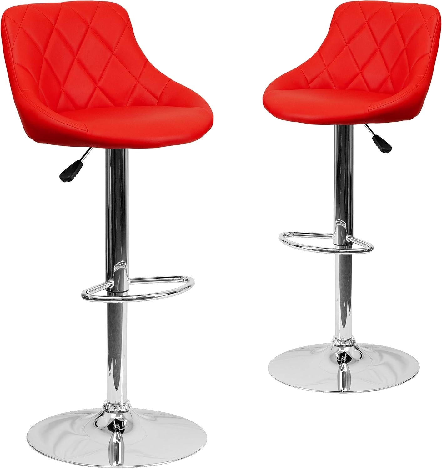 Flash Furniture CH-82028A-BK-GG asiento de vinilo negro de diseño contemporáneo, banqueta alta ajustable con base cromada, Cromo Vinilo, Rojo