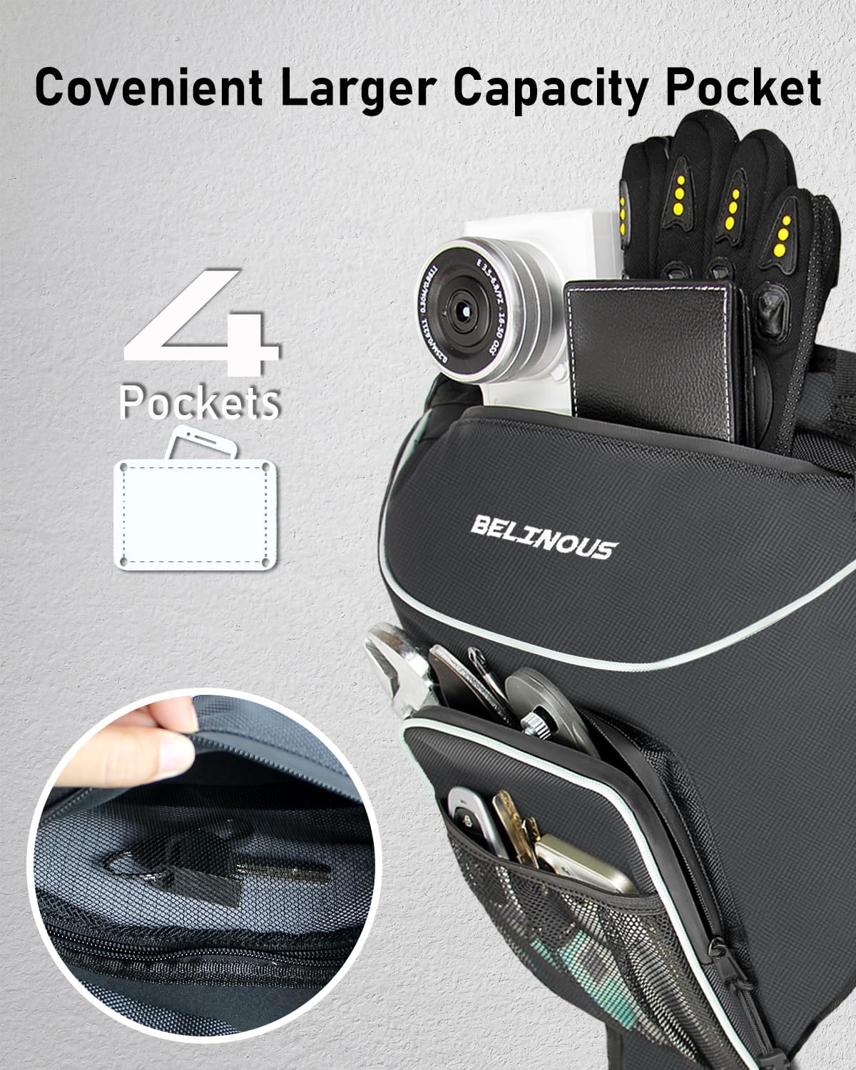 BELINOUS Bolsa central UTV, paquete de cabina UTV, bolsa de almacenamiento de asiento RZR de alta densidad 1680D compatible con Polaris RZR XP 1000