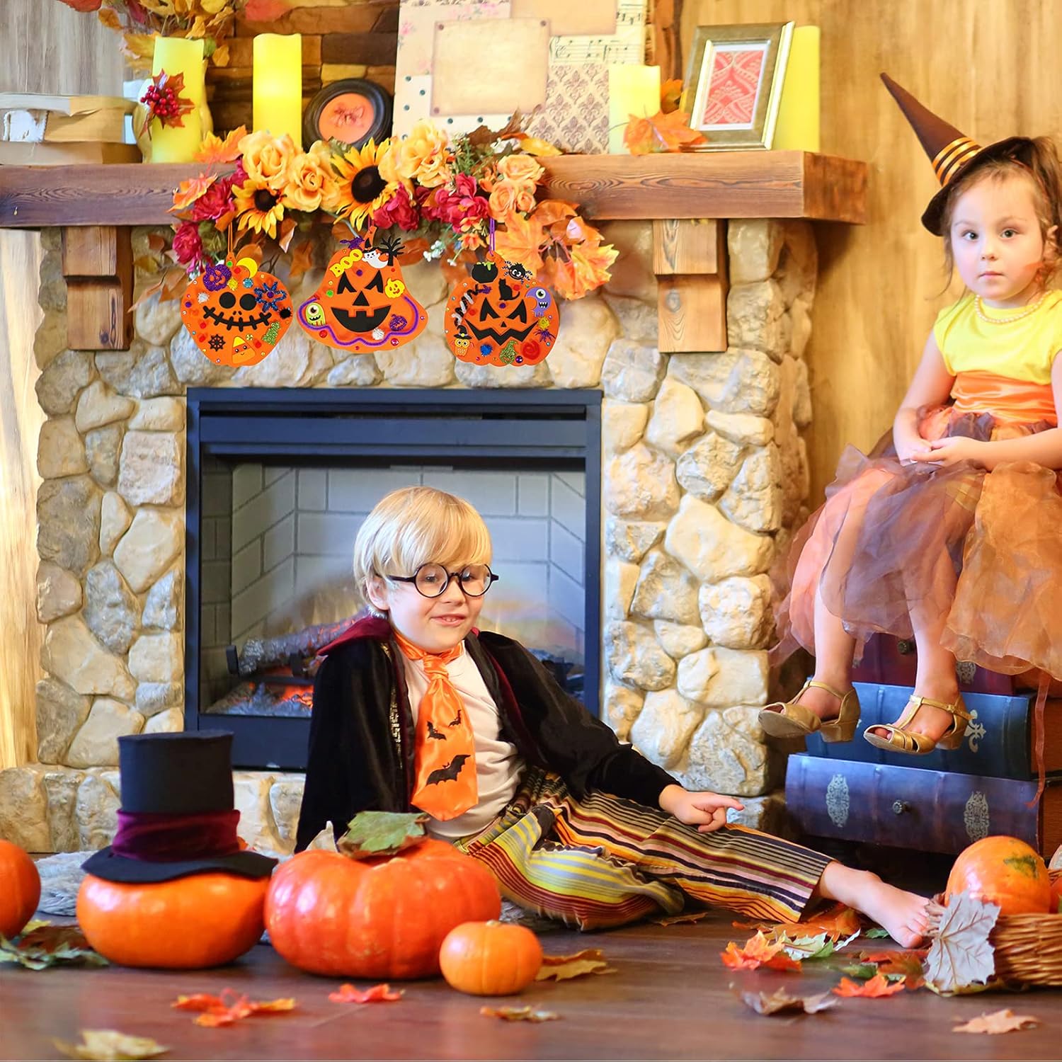 Winlyn 30 kits de decoración de calabaza de Halloween para otoño, kits de manualidades de calabaza, formas de calabaza de espuma con calcomanías de
