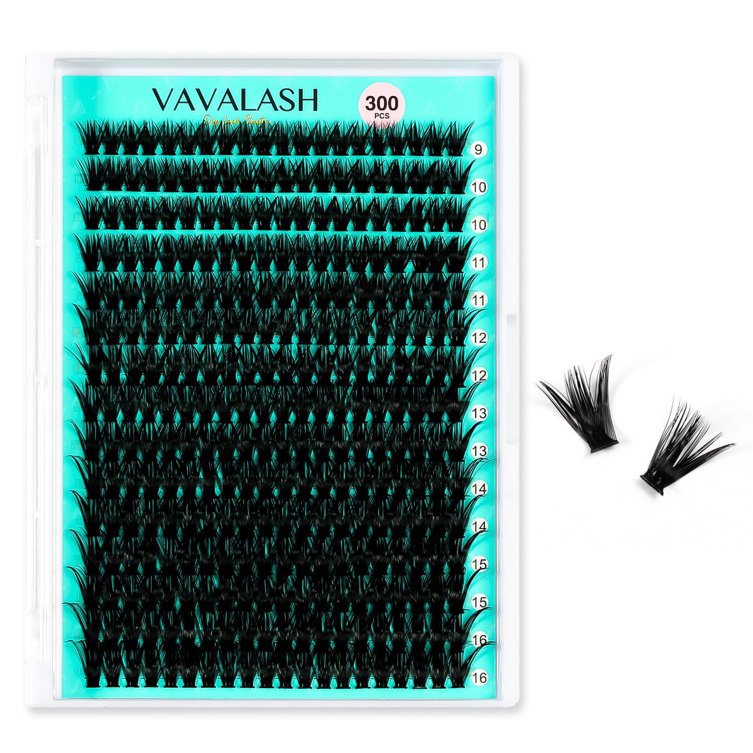 VAVALASH – Extensiones de pestañas en racimo individuales 50D-0.07-D 9-16mm, 300 unidades, de visón sintético, extensiones de pestañas postizas en