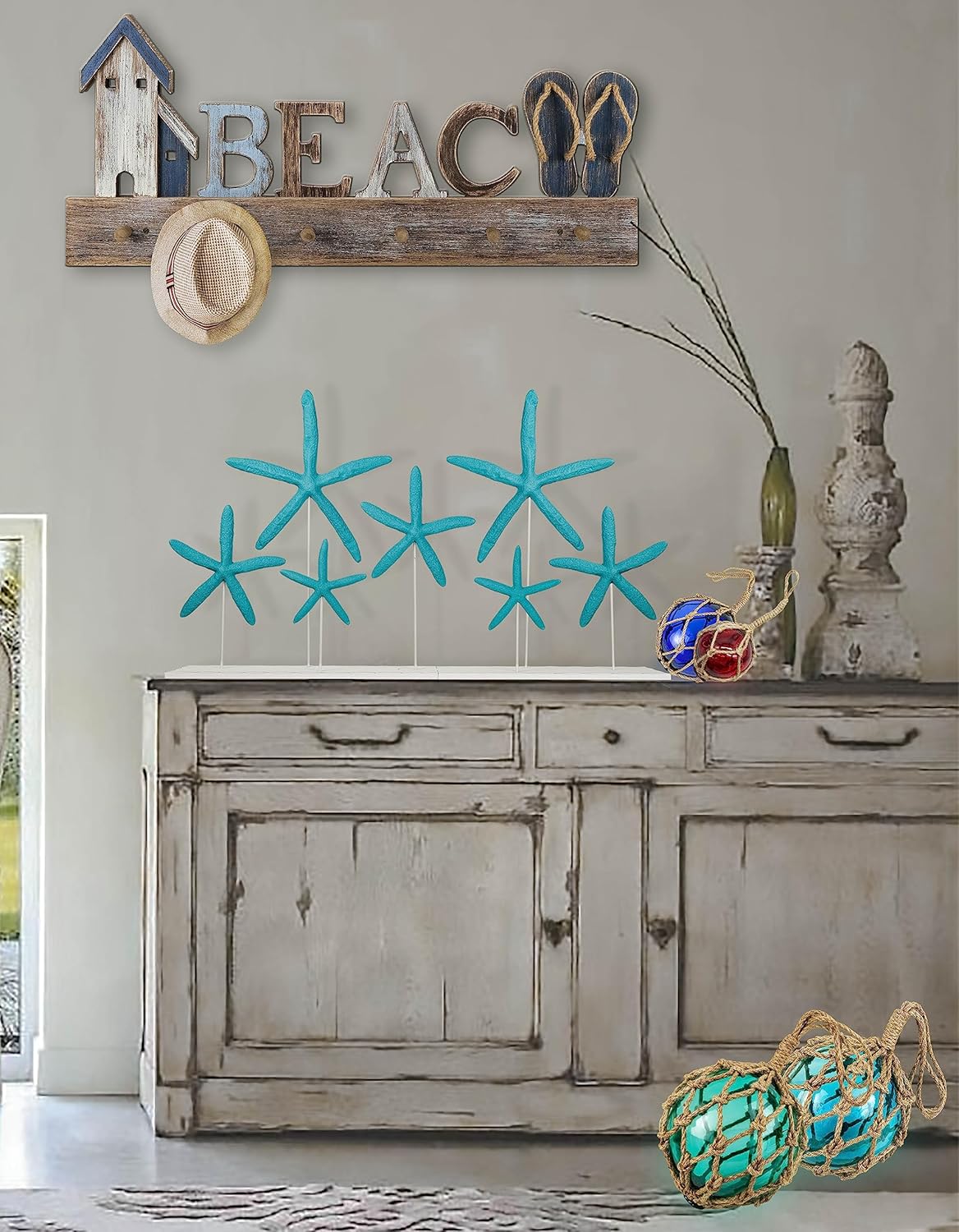 SAILINGSTORY – Decoración de estrella de mar para decoración de playa costera para el hogar, playa, baño, decoración náutica del océano, grande