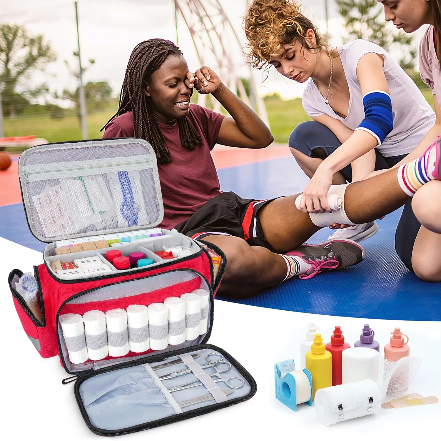 Jaffzora Bolsa organizadora de medicamentos vacía, bolsa de enfermera de salud en el hogar, caja organizadora de botellas de píldoras, bolsa de