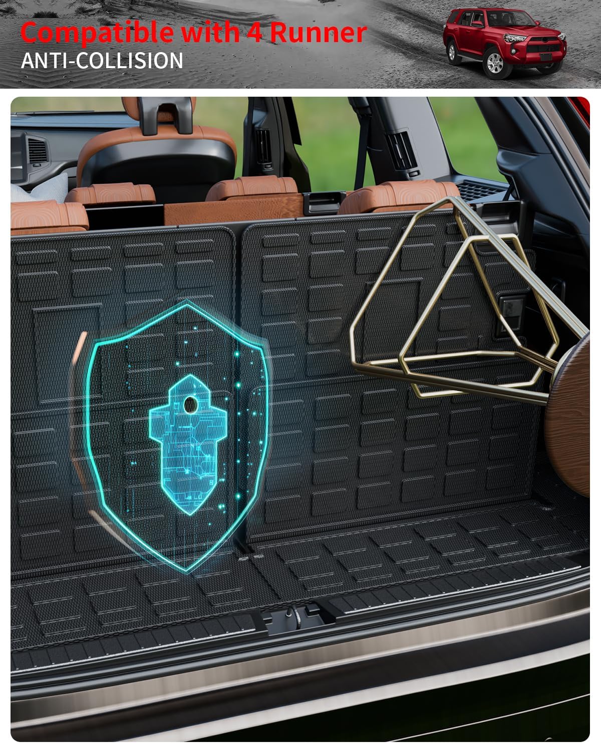 Tapete de carga compatible con Toyota 4 Runner 2010-2024 de 7 asientos, alfombrilla de maletero de carga para todo tipo de clima, accesorios para