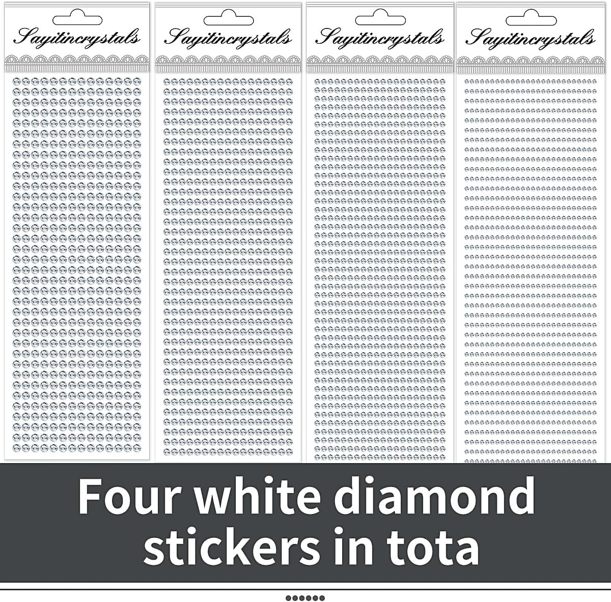 3090 piezas de 4 hojas de calcomanías de diamantes de imitación autoadhesivas de 0.157 pulgadas, gemas de diamantes de imitación para rostro, ojos,