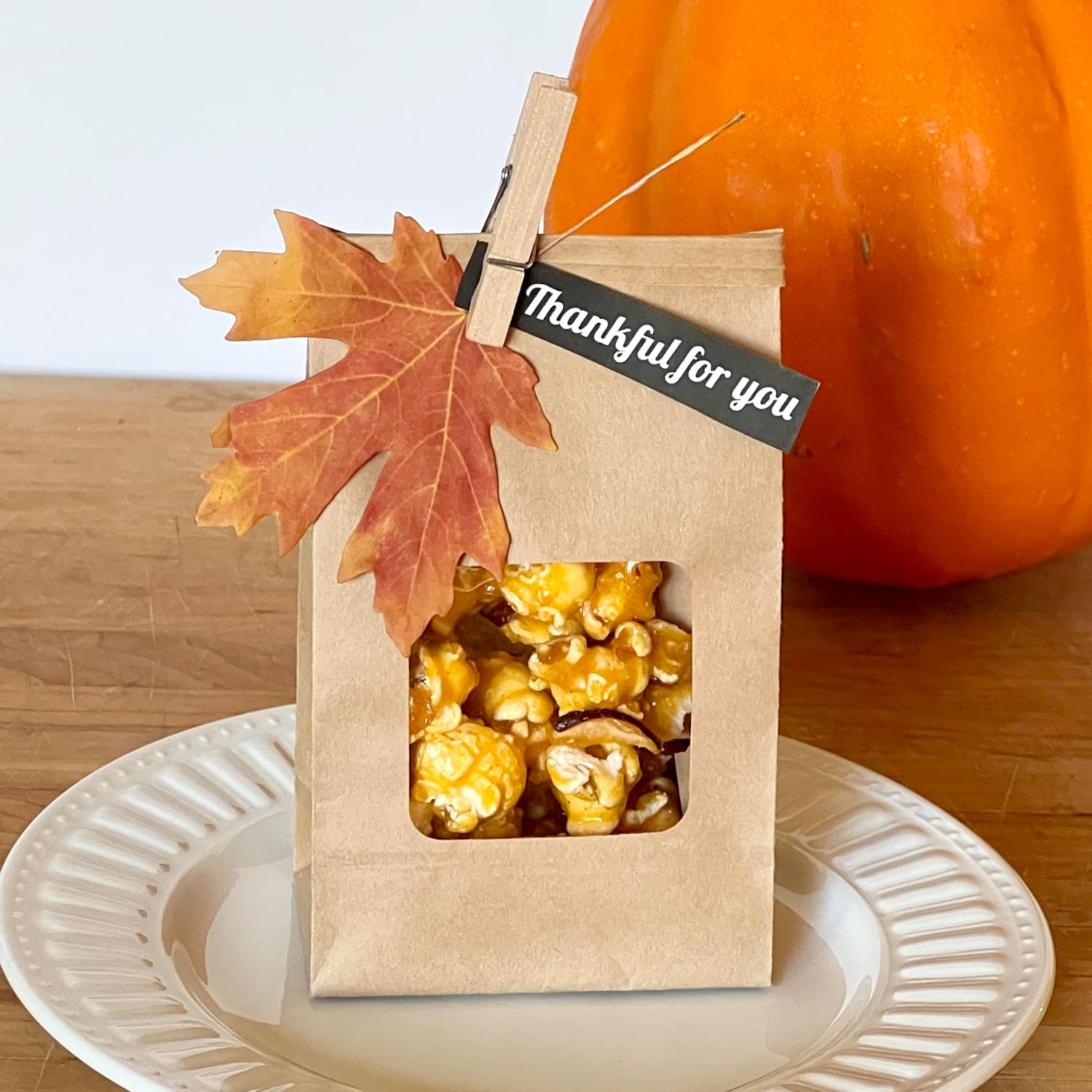 Bolsas pequeñas para panadería, bolsas de papel kraft para ventana cuadrada, 3.3 x 5.5 x 2 pulgadas, bolsas de galletas con cierre de corbata, bolsa