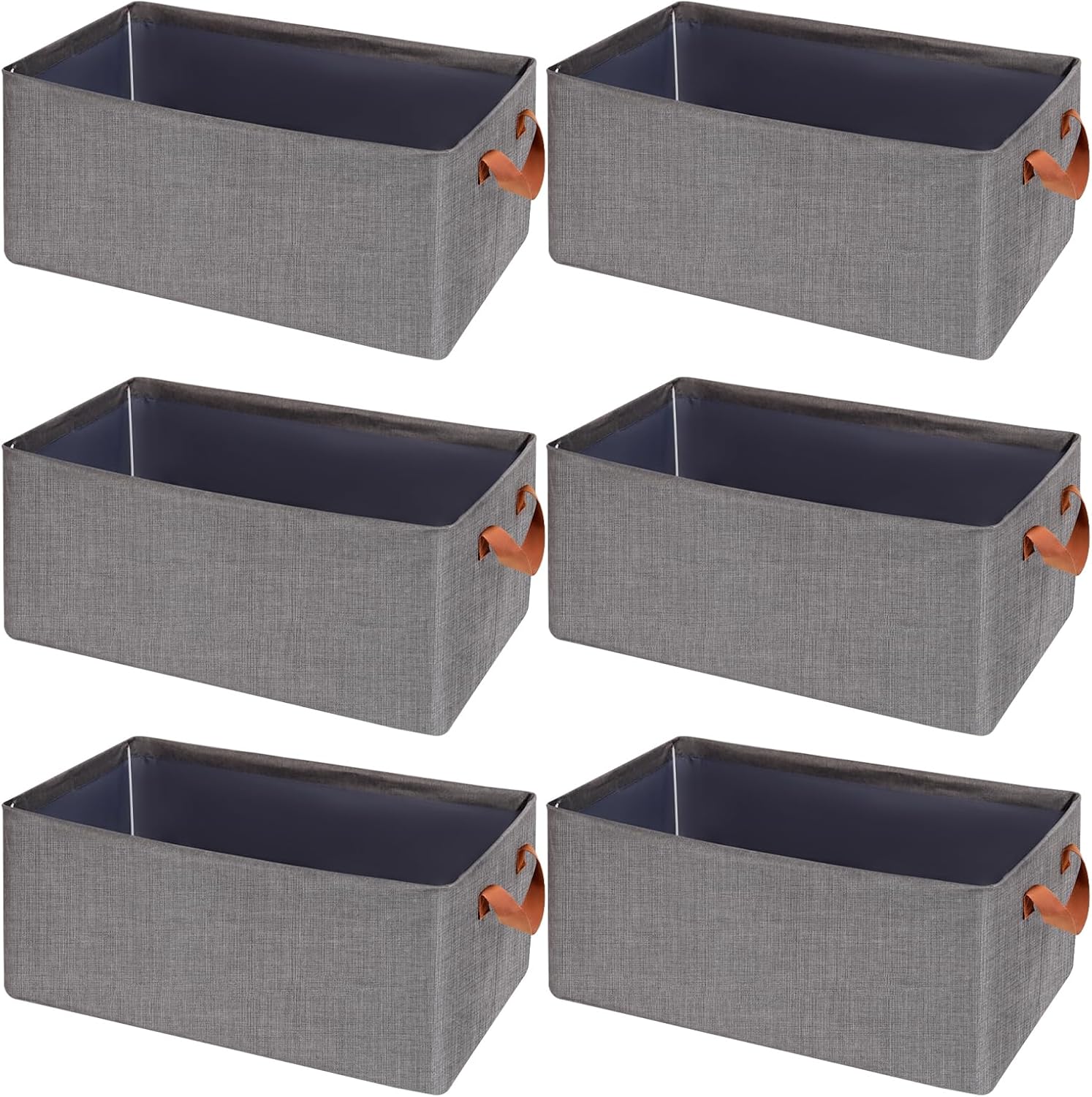 Contenedores de almacenamiento plegables extra grandes para estantes con marco de metal, cestas rectangulares plegables con asas, contenedores de