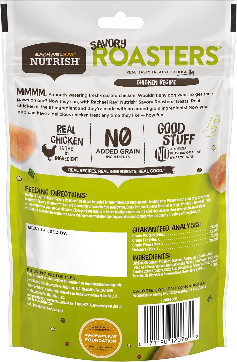 Rachael Ray Nutrish Savory Roasters – Golosinas de carne real para perros, receta de pollo asado, 5 onzas (paquete de 5), sin granos
