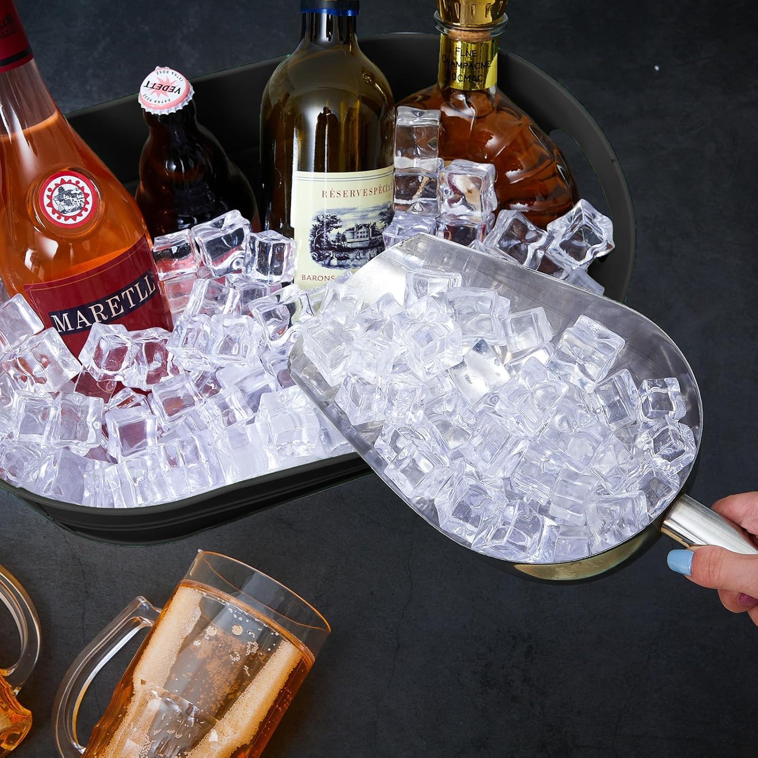 8 cubos de hielo grandes de 4 galones para fiestas, tinas de bebidas frías, casa de campo, vino, champán, cerveza, cóctel, hielera, cubos de lata a