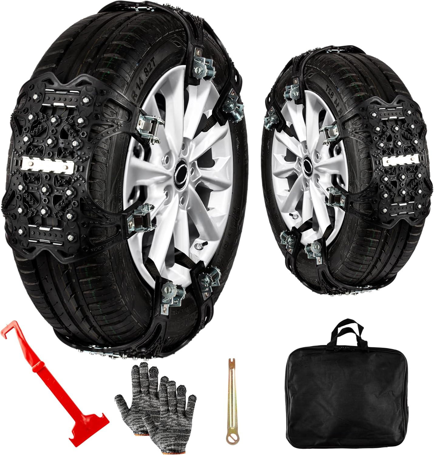 Zone Tech – Cadenas de nieve para automóvil, paquete de 6 unidades, color negro, mejoradas, de alta calidad, fuertes y duraderas, antideslizantes,