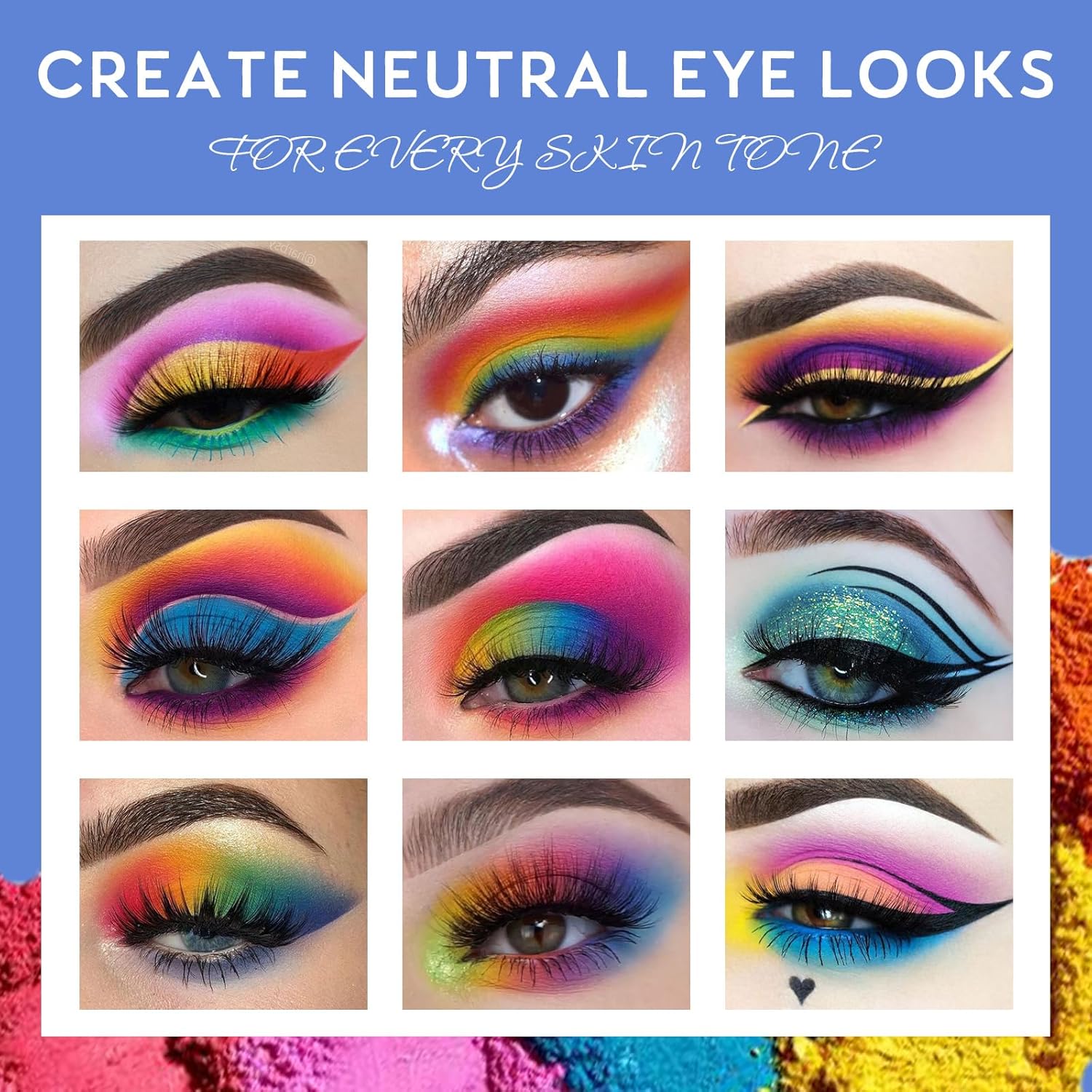UCANBE Paleta de sombras de ojos coloridas, 15 colores vibrantes brillantes brillantes mate metálico neón paleta de maquillaje de ojos, arco iris,