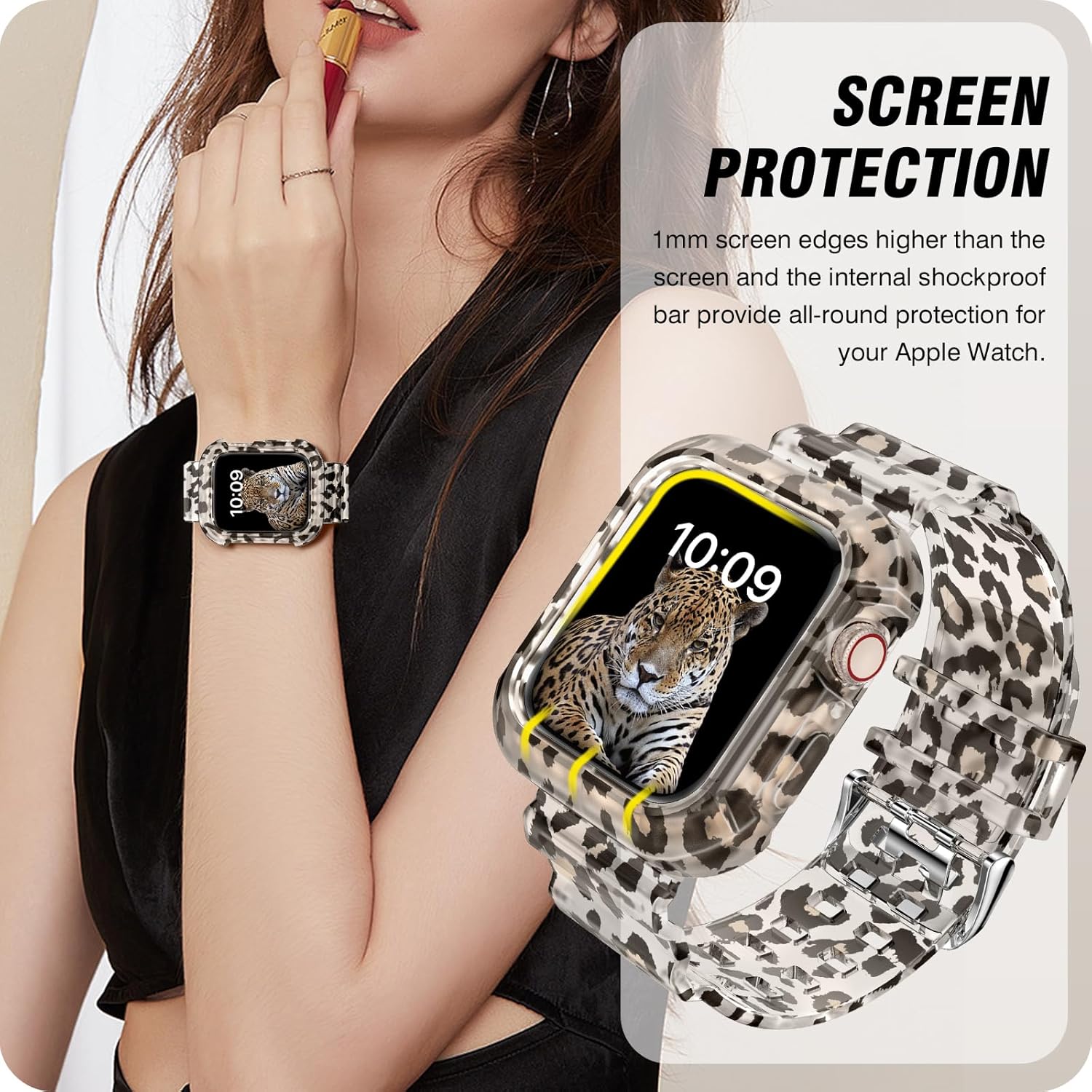 DABAOZA Compatible con Apple Watch Band transparente de 1.496 pulgadas, 1.575 pulgadas, 1.614 pulgadas, 1.654 pulgadas, 1.732 pulgadas, 1.772