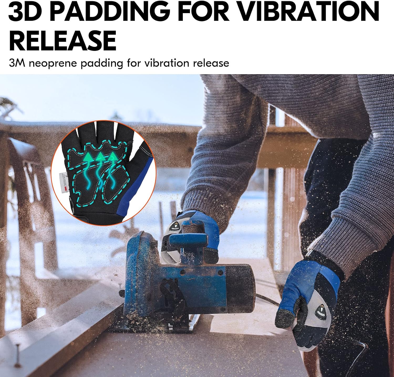 Vgo… 1 par de guantes de trabajo de invierno a prueba de frío, resistentes al aceite, resistentes al agua y al viento (talla L, negro y gris,