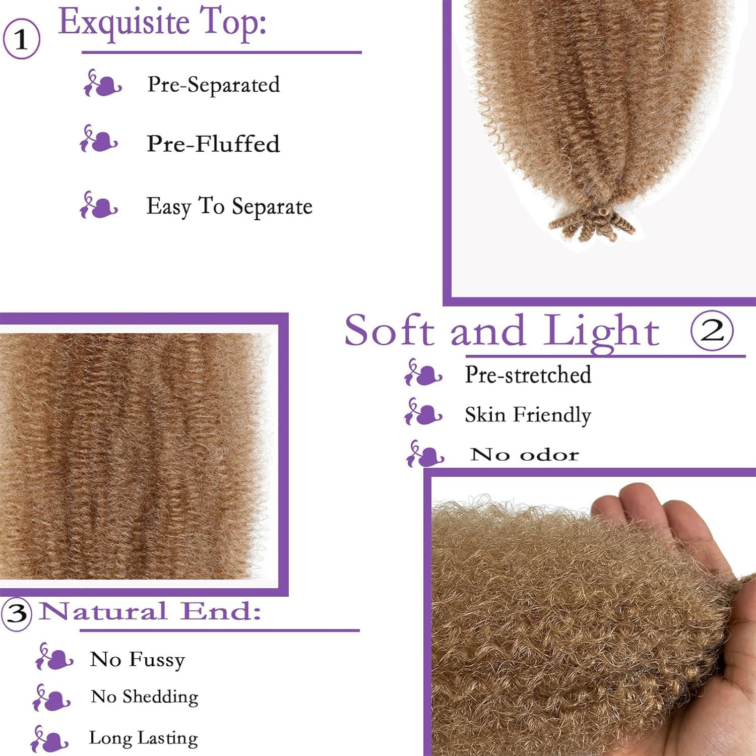 Paquete de 8 paquetes de cabello trenzado Marley Twist de 18 pulgadas, color 27, cabello afro Twist cubano, cabello elástico previamente separado