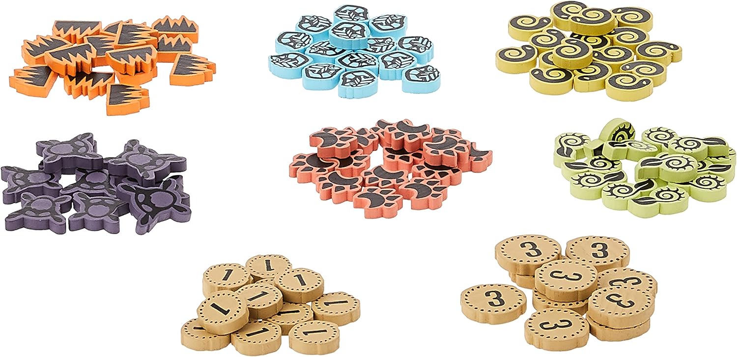 Greater Than Games Spirit Island Paquete de fichas premium, juego de 218 fichas de serigrafía de madera personalizadas, requiere juego completo para