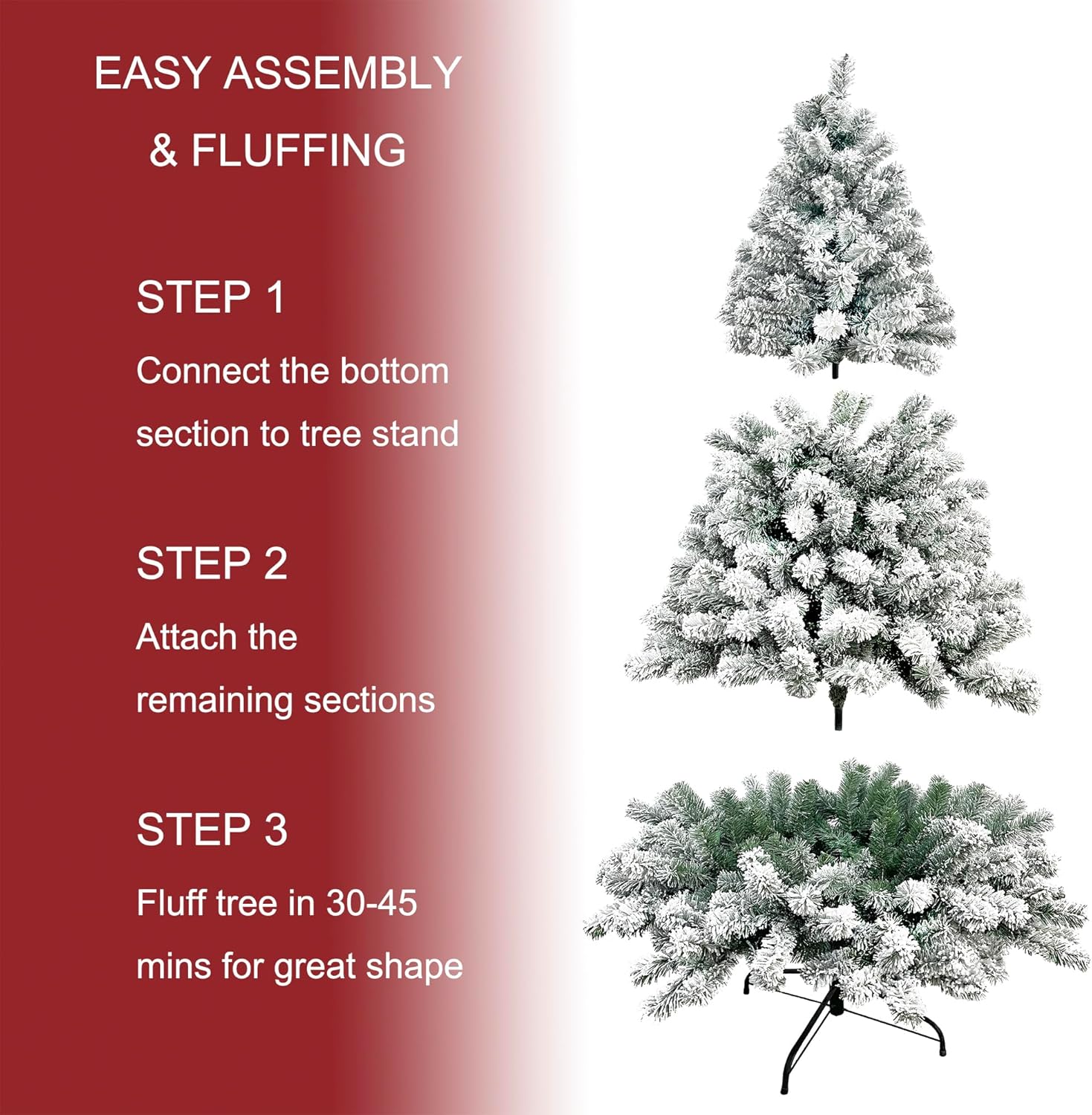 Árbol de Navidad artificial de pino de elwood flocado sin luz de 6 pies, decoración festiva