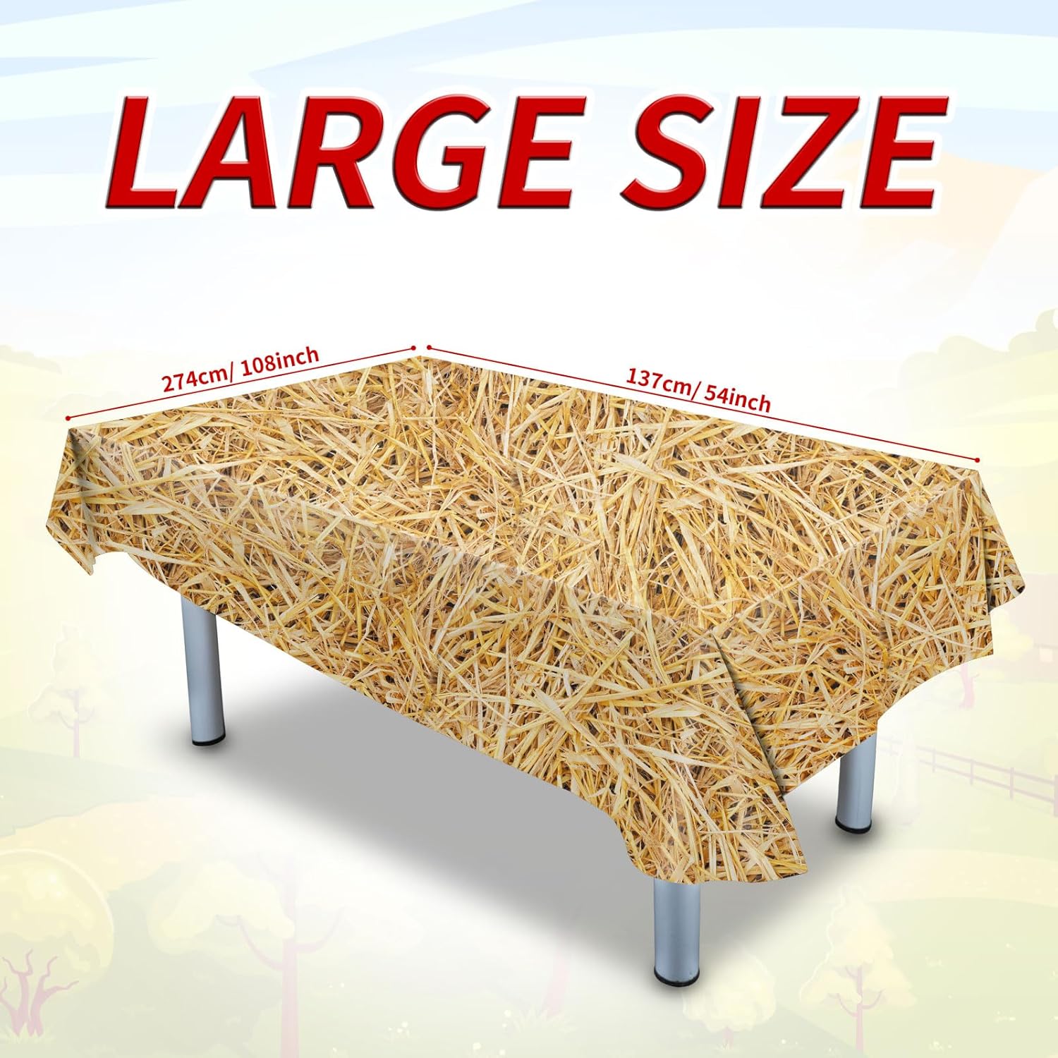 LANMANUO 4 manteles de paja con balas de heno para decoración, mantel de plástico impermeable de Western Farm, suministros de fiesta de vaquero, 54