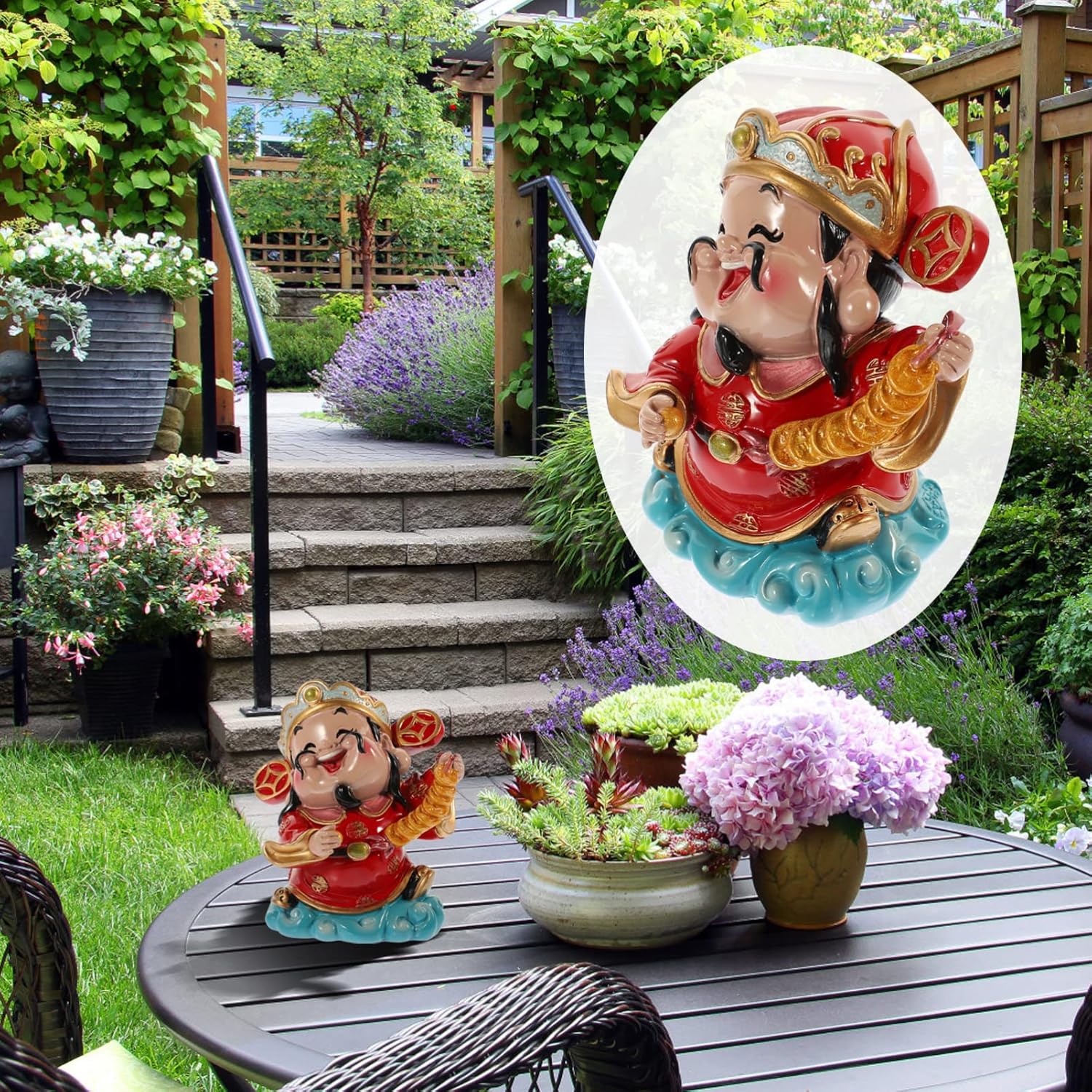 BESPORTBLE CAI Shen – Estatua de Feng Shui, dios de la riqueza, 2.5 x 3.5 pulgadas, adornos de resina de la suerte de Zhaocai para sala de estar,