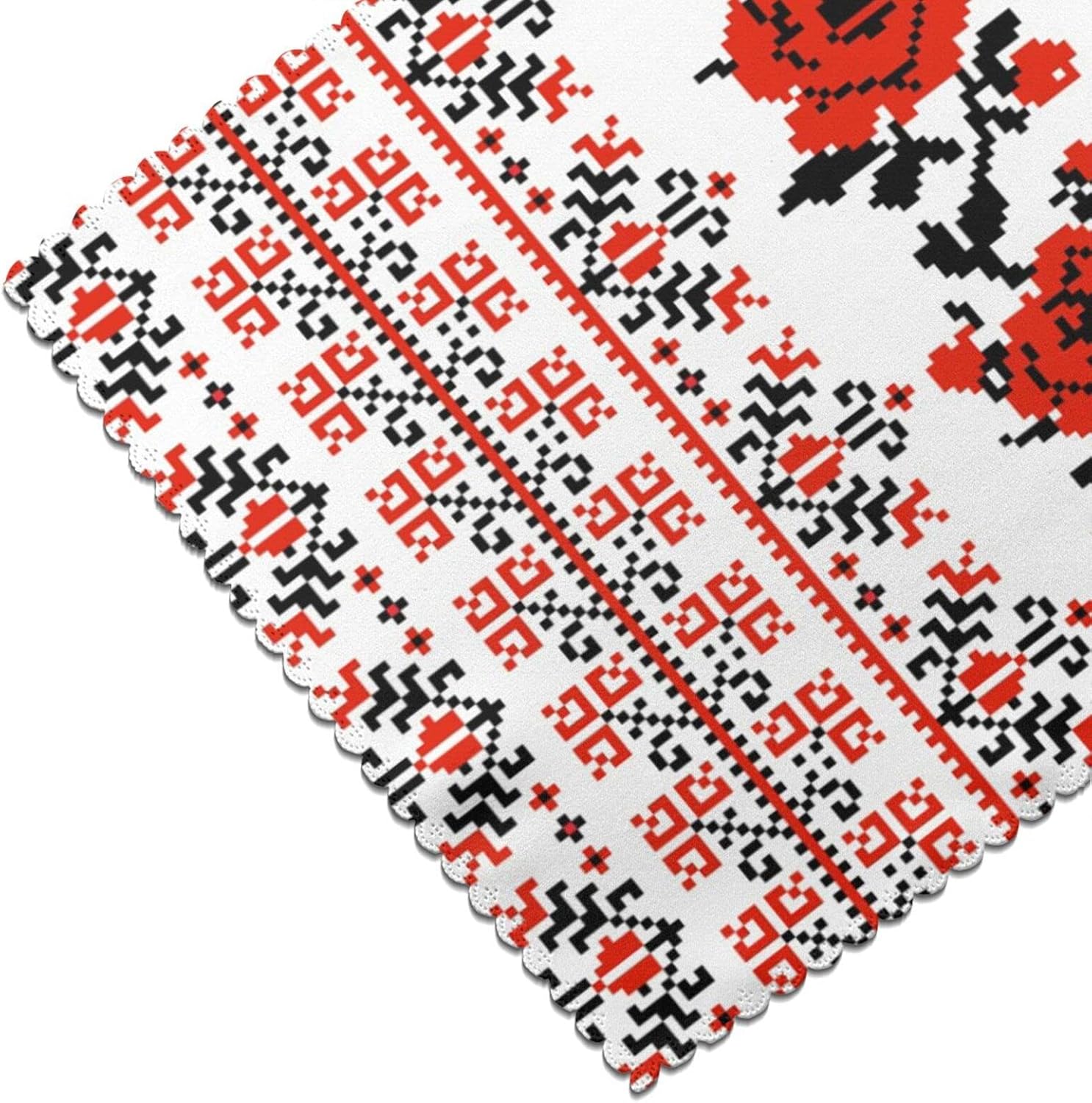 Juego de 6 manteles individuales estilo bordado ucraniano (poliéster), lavables, resistentes al calor, para comedor y cocina, 12 x 18 pulgadas.