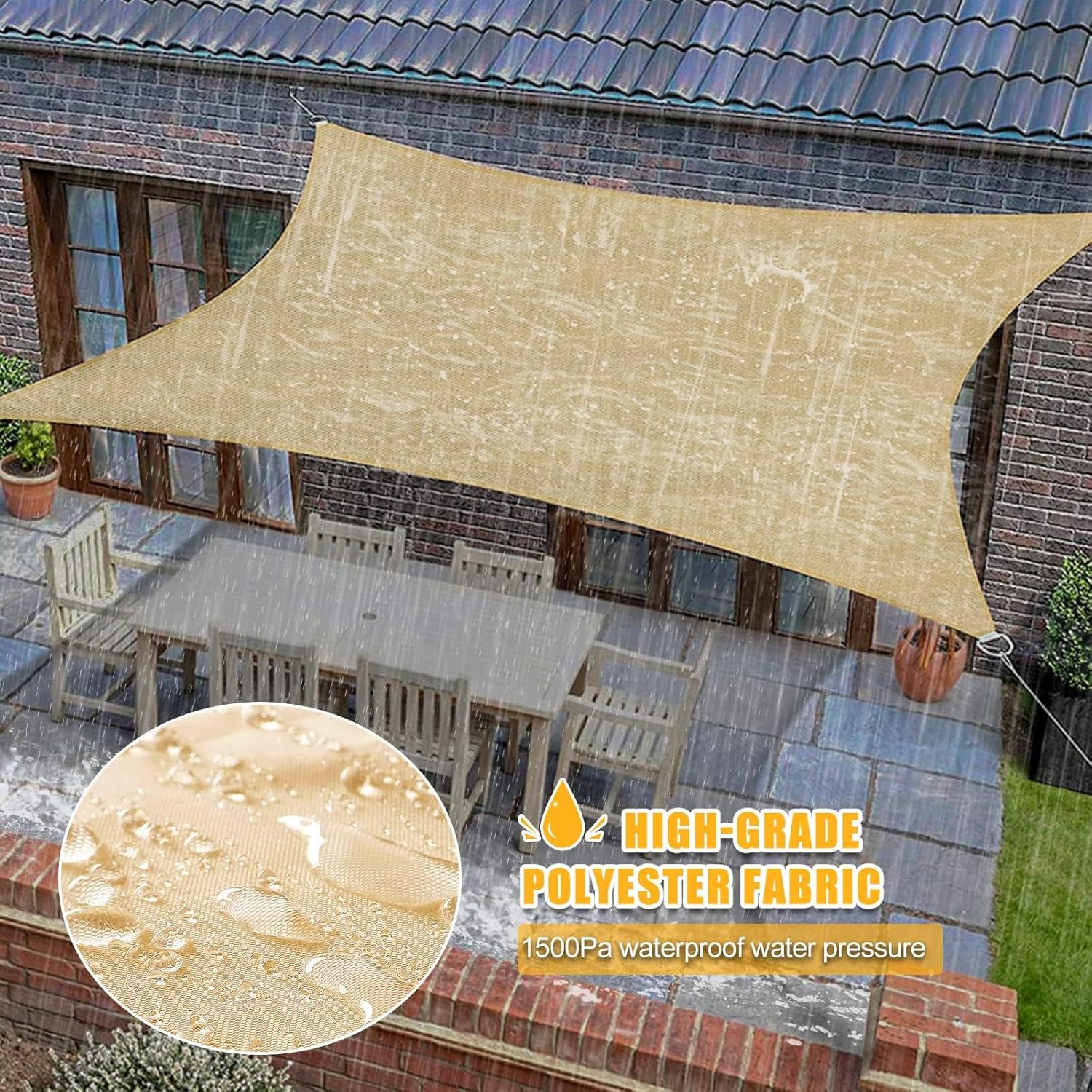 Toldo LED impermeable de 10 x 11.5 pies, LED integrado, 8 modos de parpadeo, 98% de protección UV, adecuado para patio, jardín, estacionamiento
