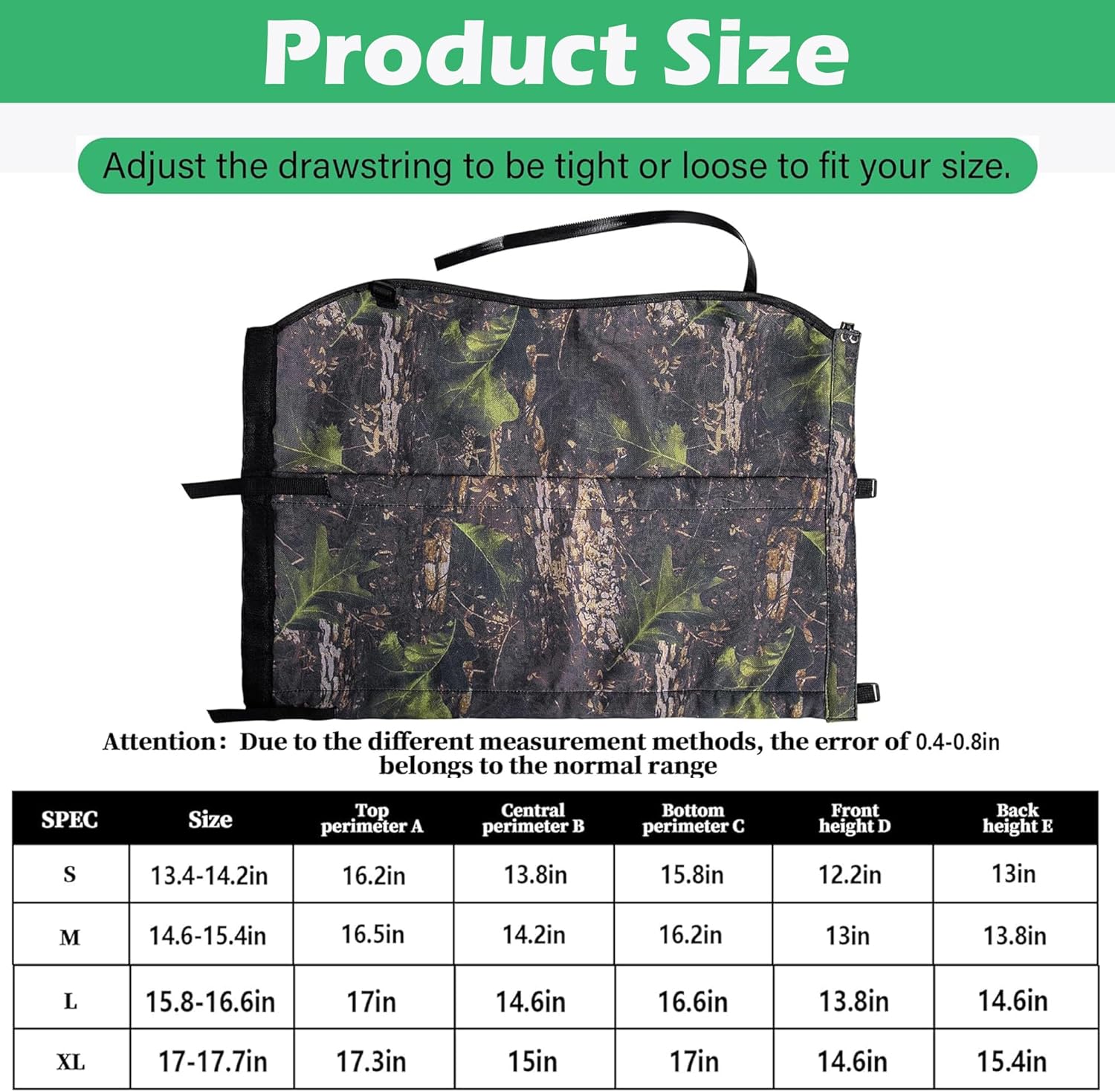 1 par de polainas de pierna de caza, polainas impermeables para botas de caza, polainas de caza ajustables, protectores de piernas, protección de