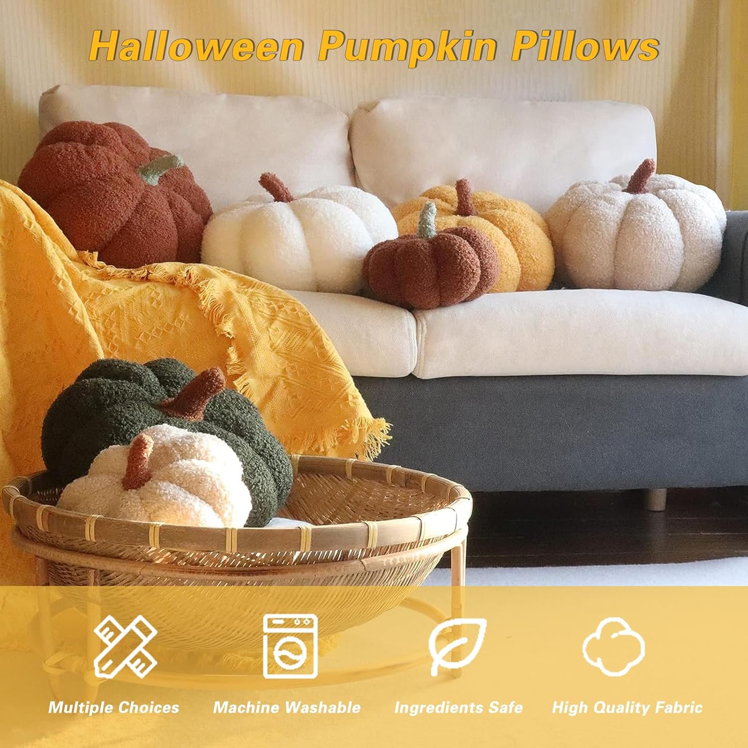 Almohada de calabaza, almohadas de calabaza de Halloween, almohada de calabaza 3D, almohada de calabaza para Halloween, fiesta de Acción de Gracias,