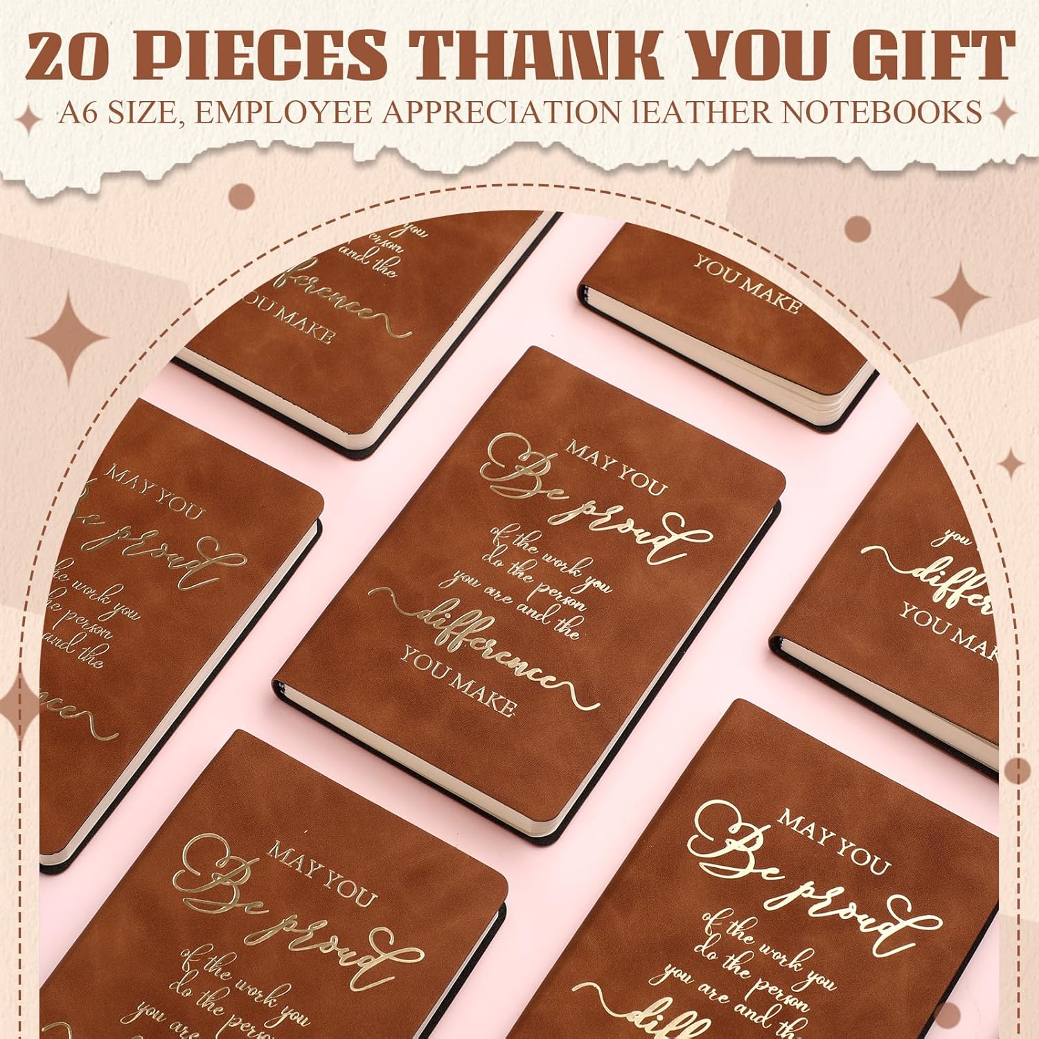 Ctosree 20 cuadernos de cuero A6 con texto en inglés “Thank You”, regalos de agradecimiento para empleados, compañeros de trabajo, cuadernos