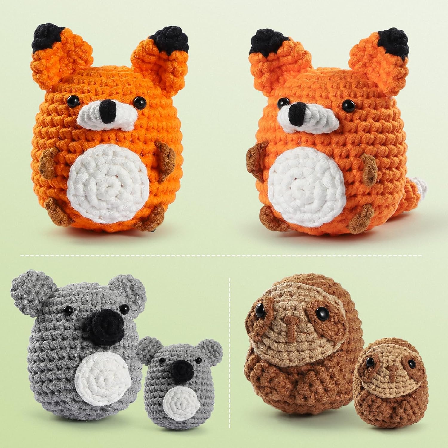 Kit de ganchillo para principiantes, kit de 4 piezas de animales de ganchillo para adultos y niños, aprende a ganchillo con video paso a paso con