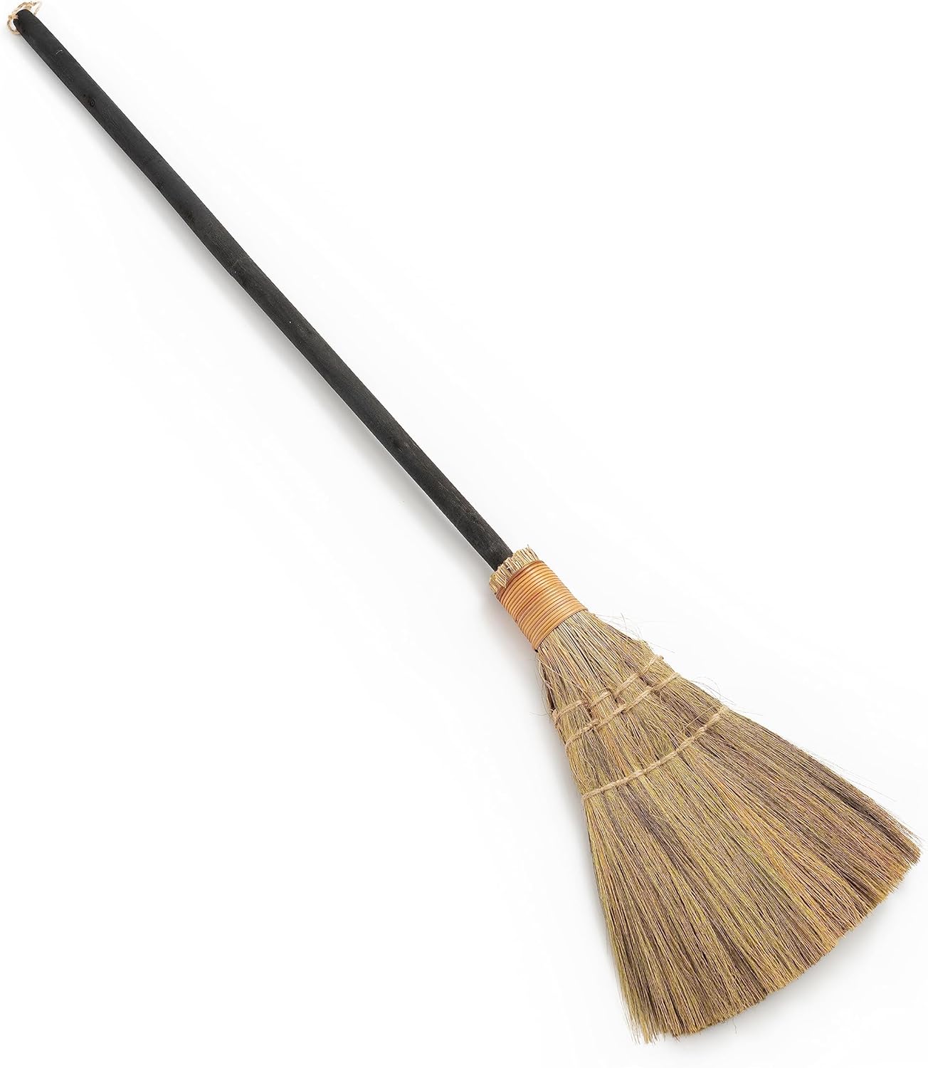 TTS For Home Escoba negra suave de paja vietnamita para limpieza con escoba de mango largo, escoba decorativa 7.84 pulgadas de ancho, 45.5 pulgadas