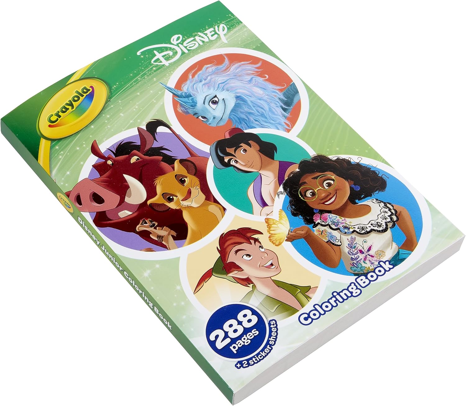 Crayola Libro para colorear de animación de Disney de 288 páginas con hojas de calcomanías, regalo para niñas y niños, a partir de 3 años